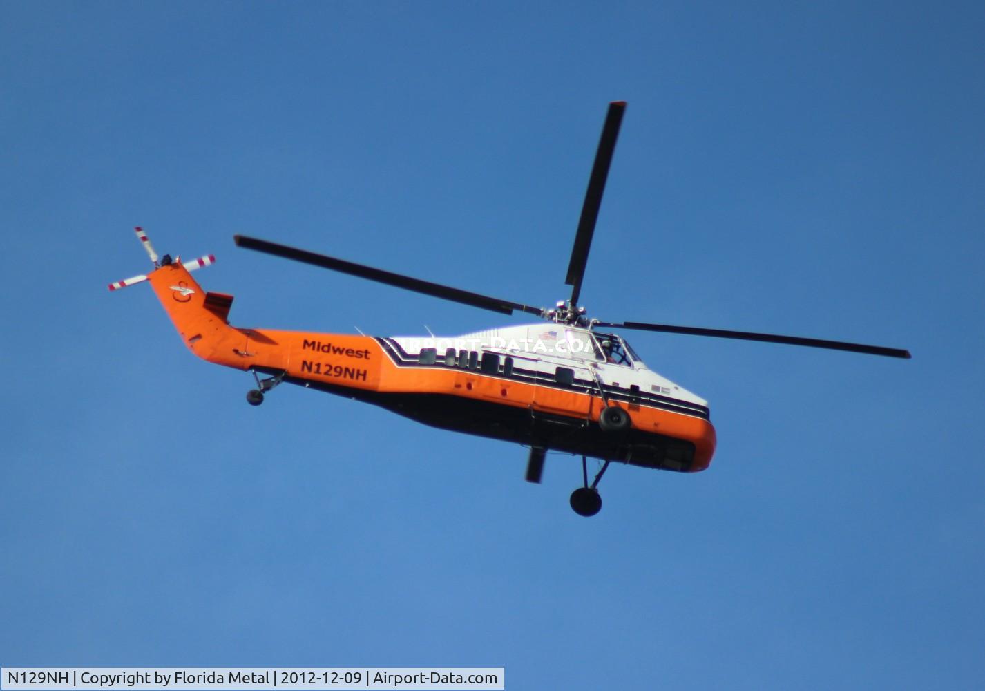 N129NH, 1975 Sikorsky S-58JT C/N 58-855, Midwest Helicopters S-58 flying over my place in Orlando