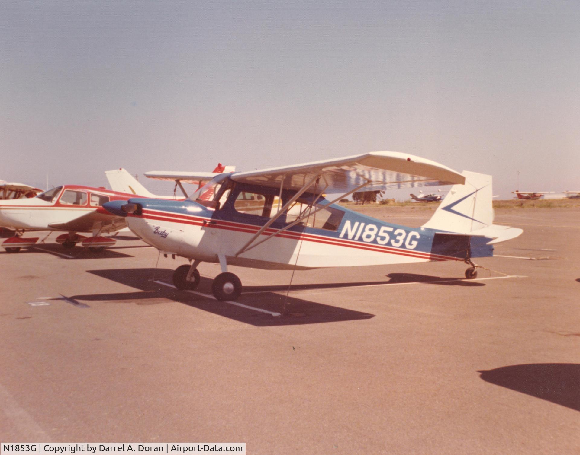 N1853G, Champion 7ECA Citabria C/N 590, Photo taken at the Palo Alto Airport late 1960's