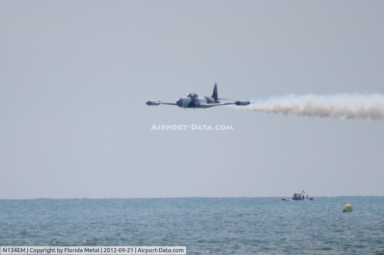 N134EM, Canadair CT-133 Silver Star 3 (CL-30) C/N T33-564, Dale Snodgrass flying his Black Diamonds T-33 at Cocoa Beach Airshow