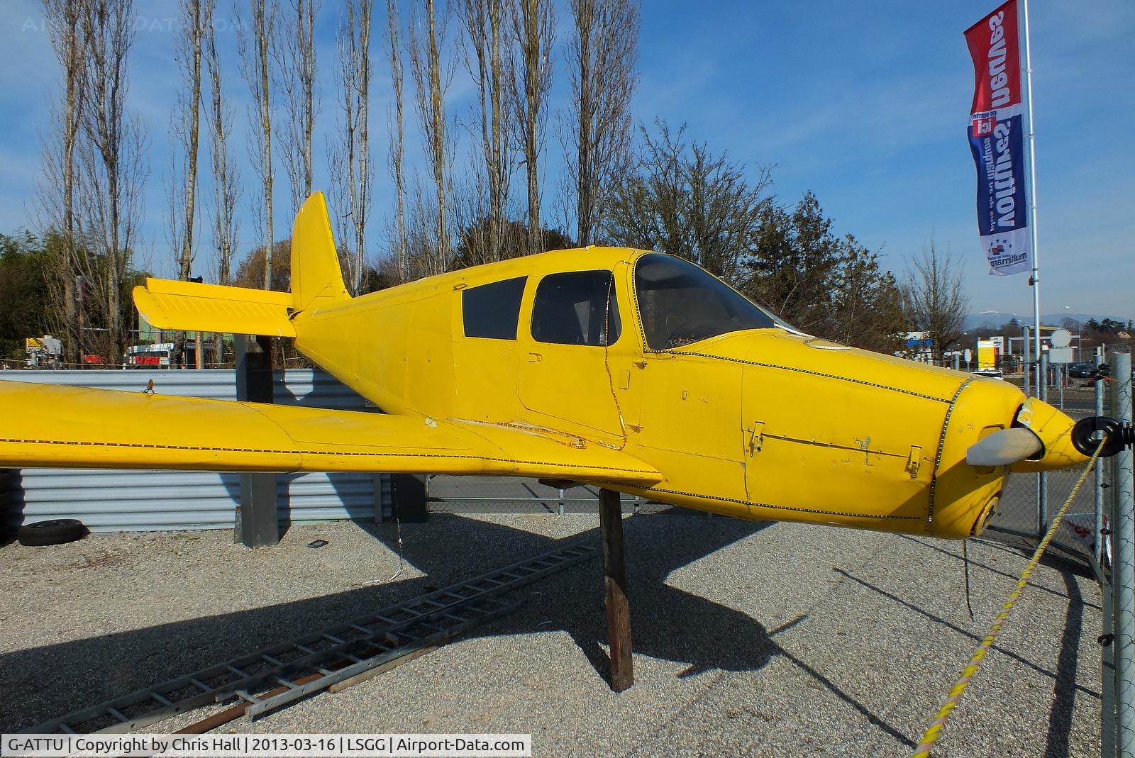 G-ATTU, 1966 Piper PA-28-140 Cherokee C/N 28-21987, preserved at a garage at the western end of the airport, this aircraft was involved in a landing accident at Elstree Airport on 27th June 1992 when it collided with Grumman AA-5A G-OCPL