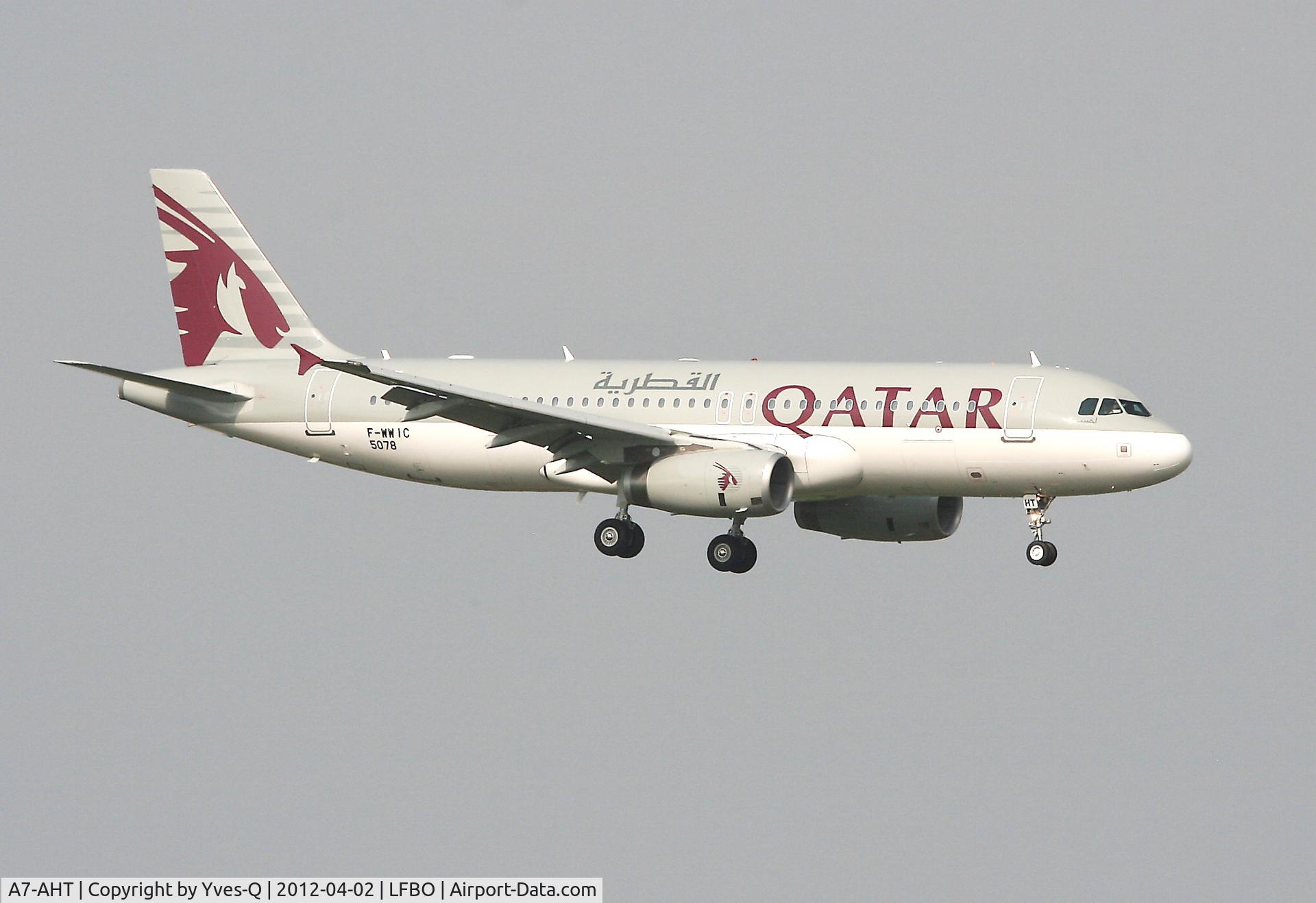 A7-AHT, 2012 Airbus A320-232 C/N 5078, Airbus A320, with test registration F-WWIC,Qatar Airways, Toulouse Blagnac Airport (LFBO-TLS)