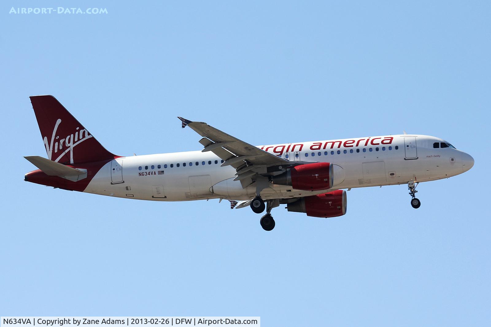 N634VA, 2008 Airbus A320-214 C/N 3359, Landing at DFW Airport