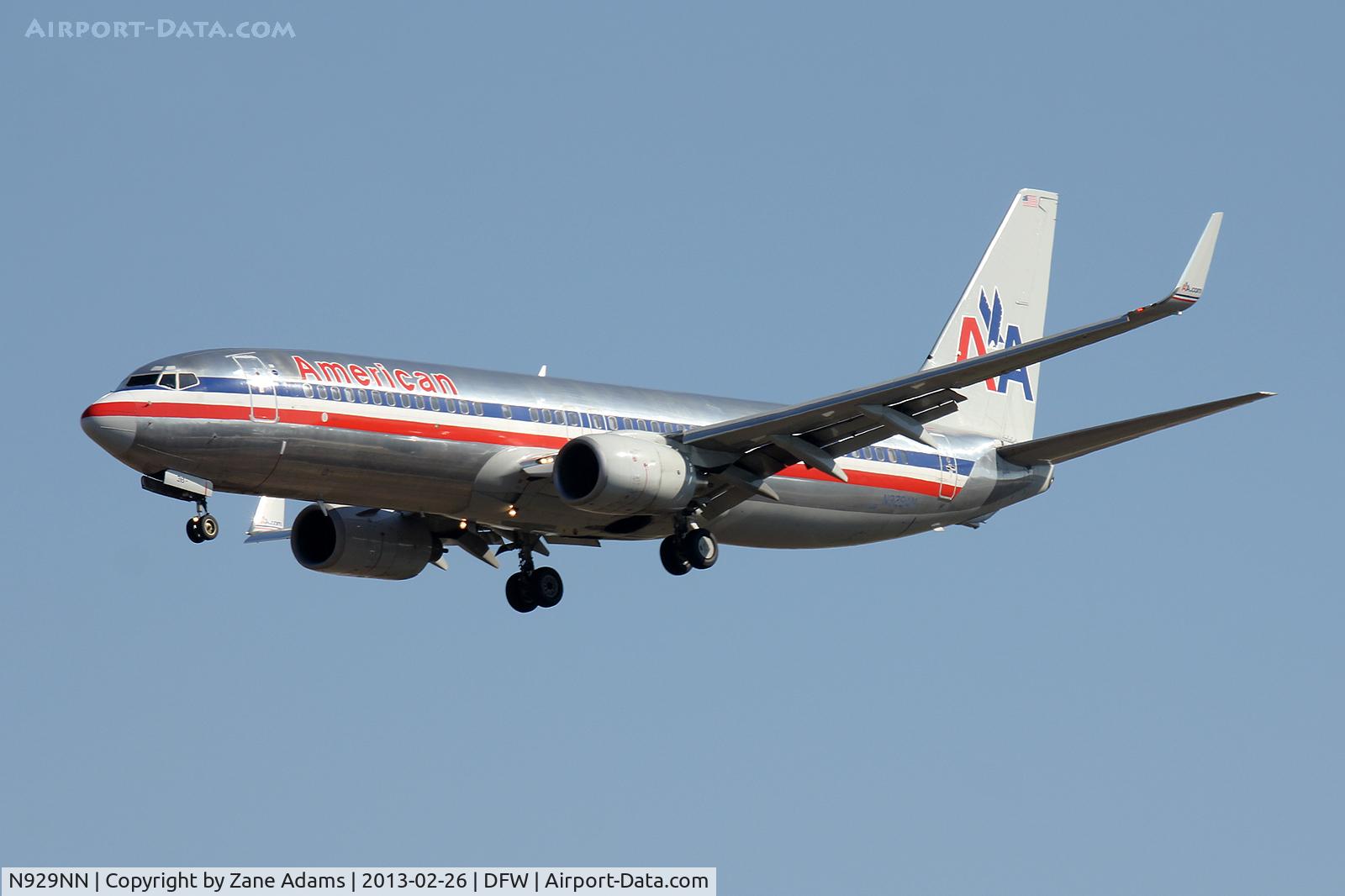 N929NN, 2012 Boeing 737-823 C/N 33322, Landing at DFW Airport
