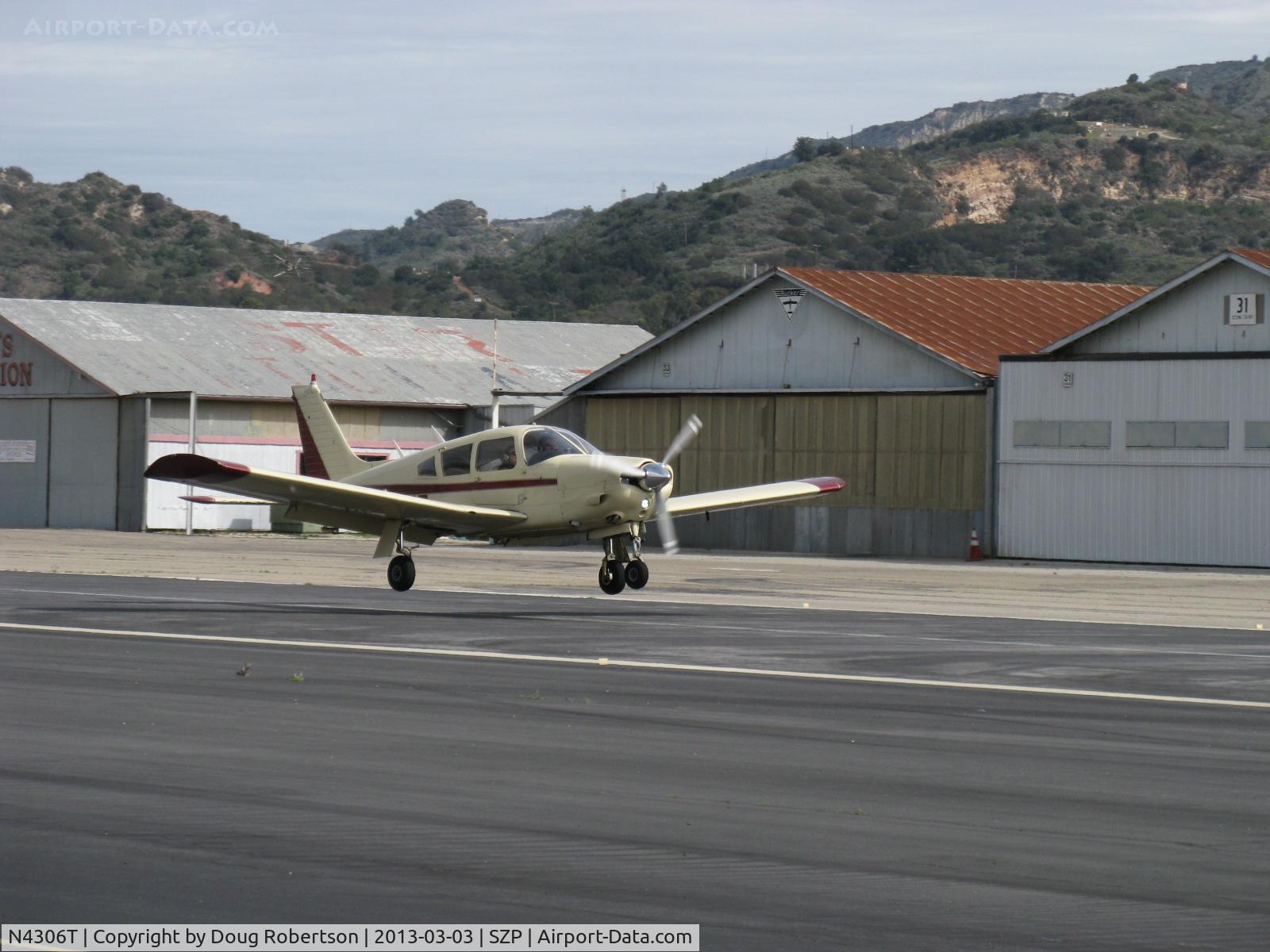 N4306T, 1971 Piper PA-28R-200 Cherokee Arrow C/N 28R-7235004, 1971 Piper PA-28R-200 ARROW 200, Lycoming IO-360-C1C 200 Hp, landing roll Rwy 22