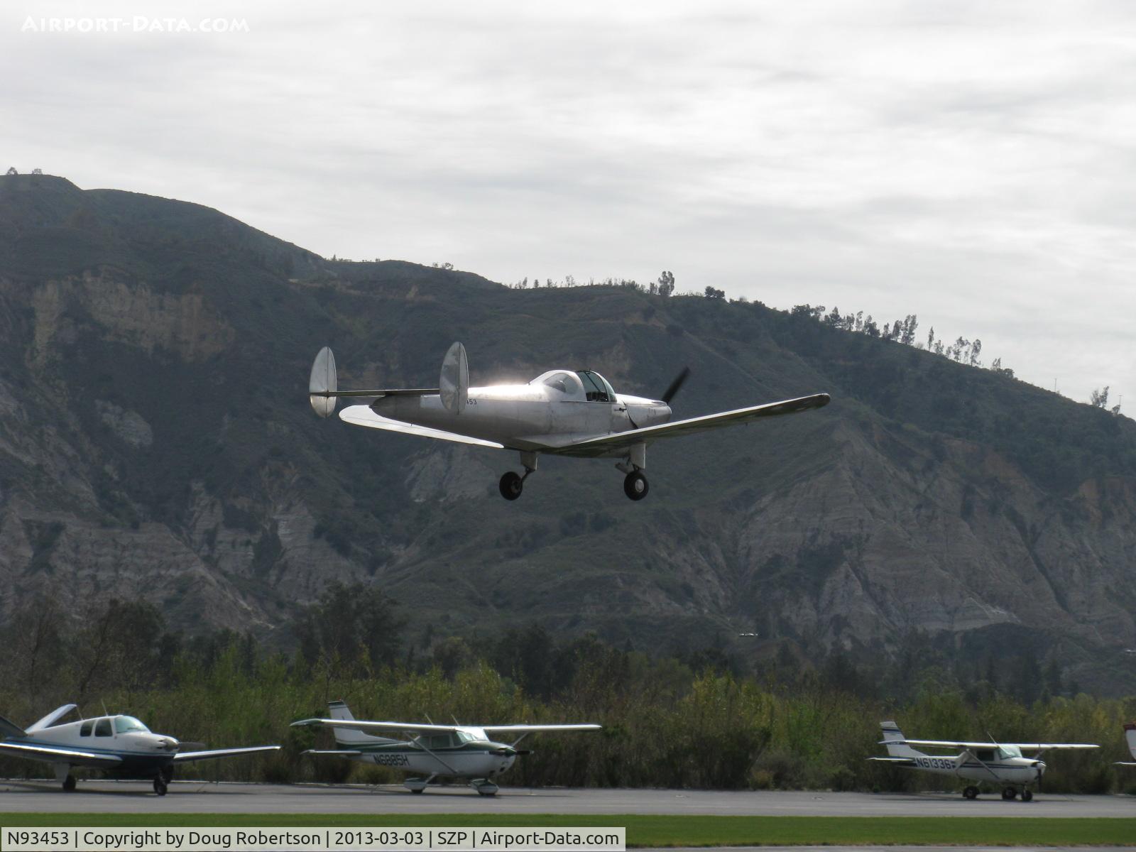 N93453, 1946 Erco 415C Ercoupe C/N 776, 1946 ERCO Ercoupe 415-C, Continental C75 75 Hp, takeoff climb Rwy 22