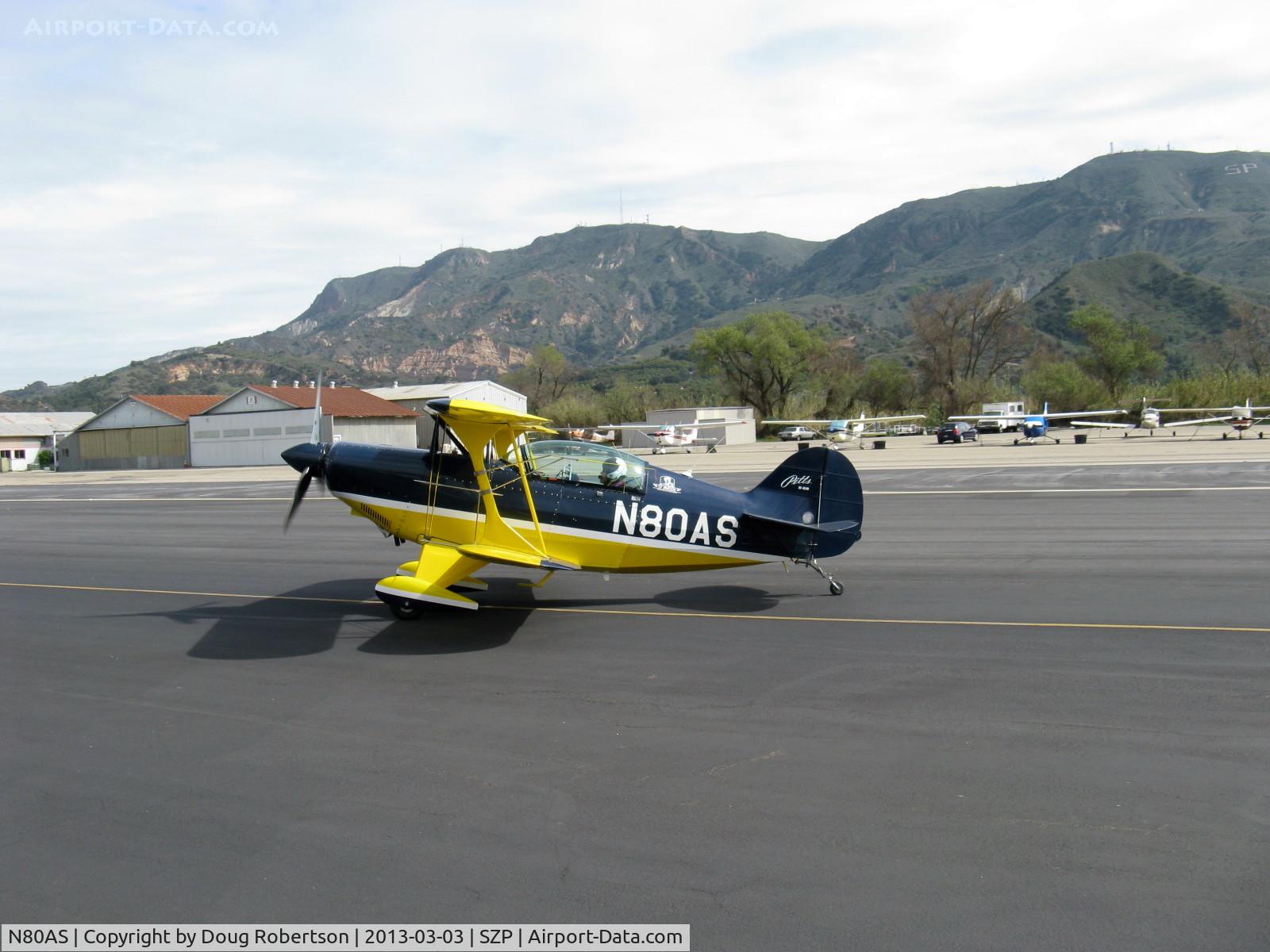 N80AS, 1992 Pitts S-2B Special C/N 5244, 1992 Pitts Aerobatics, Lycoming AEIO-540-D4A5 260 Hp, S-turns taxi
