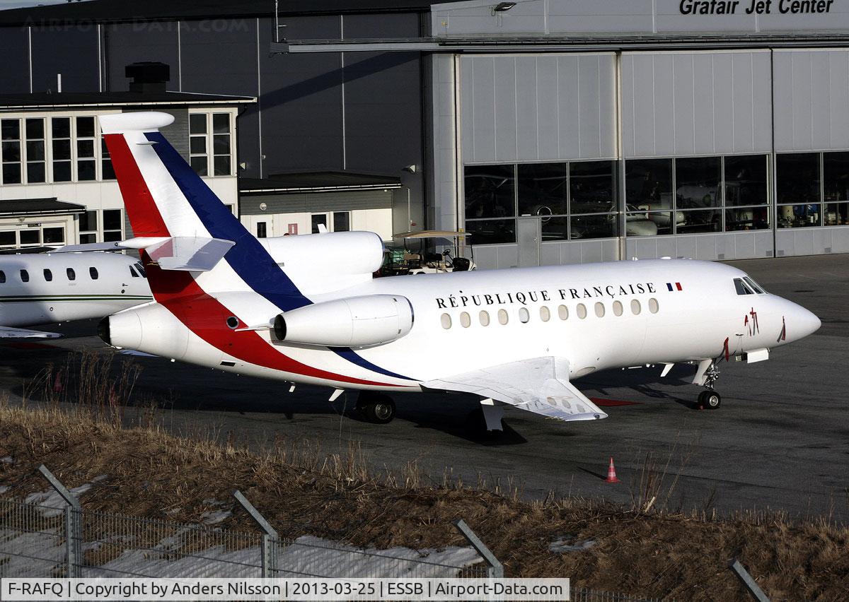 F-RAFQ, 1985 Dassault-Breguet Falcon (Mystere) 900 C/N 4, Parked after a morning flight from Brussels.