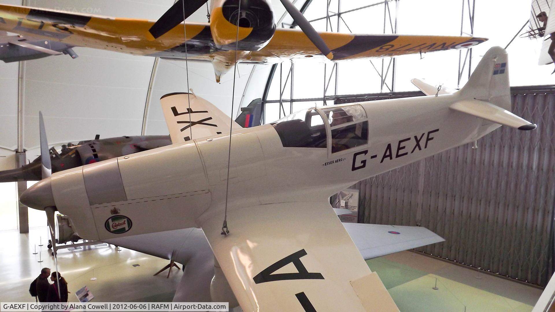 G-AEXF, Percival E-2H Mew Gull (replica) C/N Not found G-AEXF, G-AEXF Percival Mew Gull full size static replica of the original aircraft flown by Alex Henshaw on his record-breaking 1939 solo flight from Gravesend to Capetown and return via the Sahara. Replica is on display at RAF Hendon.