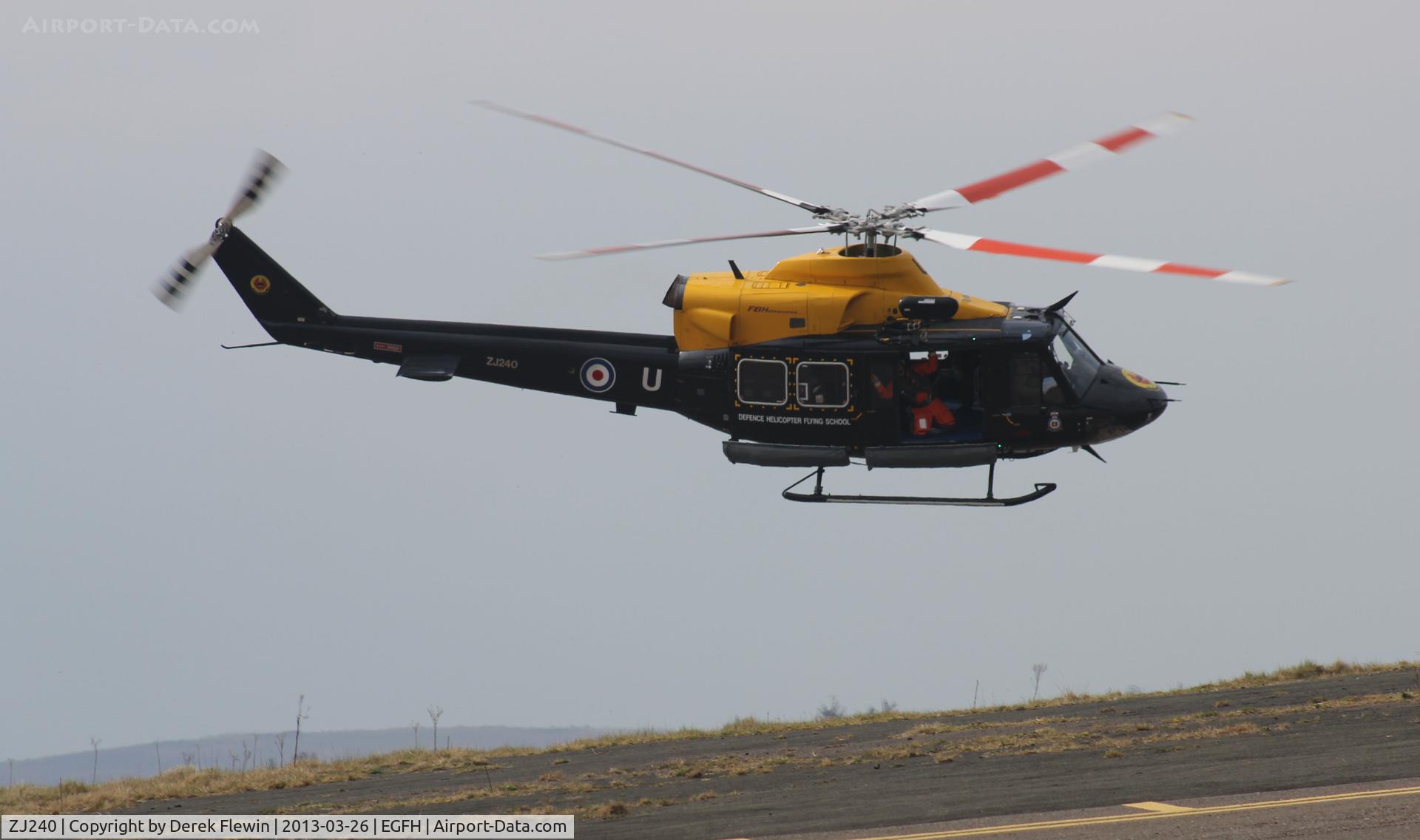 ZJ240, 1997 Bell 412EP Griffin HT1 C/N 36163, Departing Runway 04 EGFH, RTB EGOV.