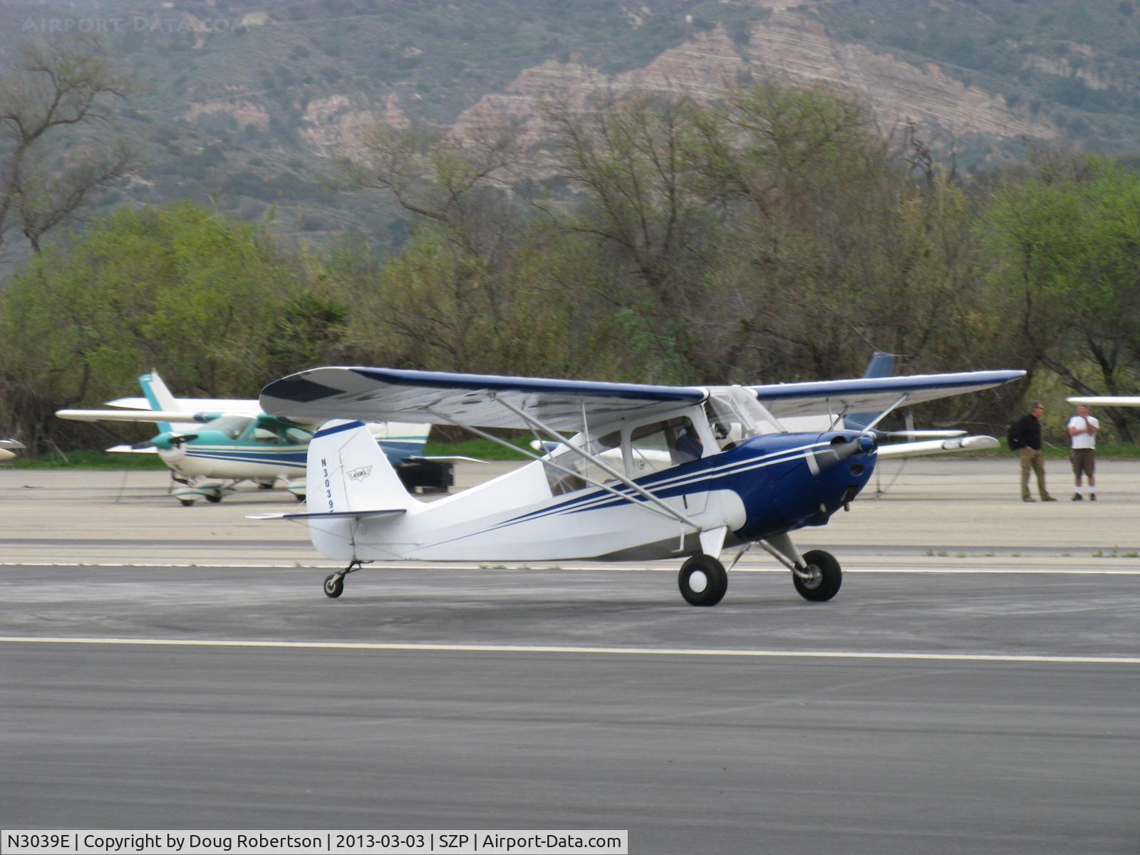 N3039E, 1946 Aeronca 7AC Champion C/N 7AC-6625, 1946 Aeronca 7AC CHAMPION, Continental O-200 100 Hp, landing roll Rwy 22