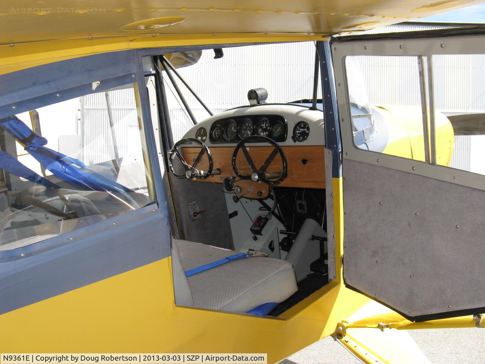 N9361E, 1946 Aeronca 11AC Chief C/N 11AC-999, 1946 Aeronca 11AC CHIEF, Continental C65 65 Hp, panel at Aviation Museum of Santa Paula ramp. The 11AC Chief has two side by side seats.