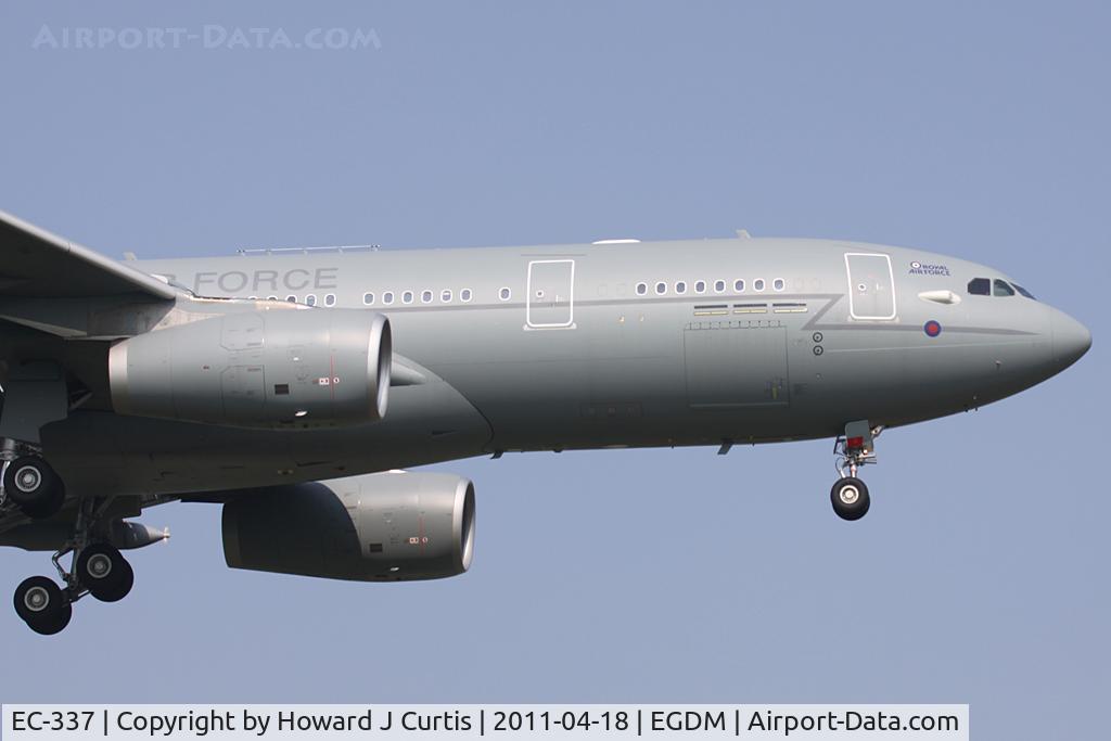 EC-337, 2009 Airbus KC2 Voyager (A330-243MRTT) C/N 1046, First Voyager delivery to the UK, seen on approach to Boscombe Down at the end of its delivery flight.