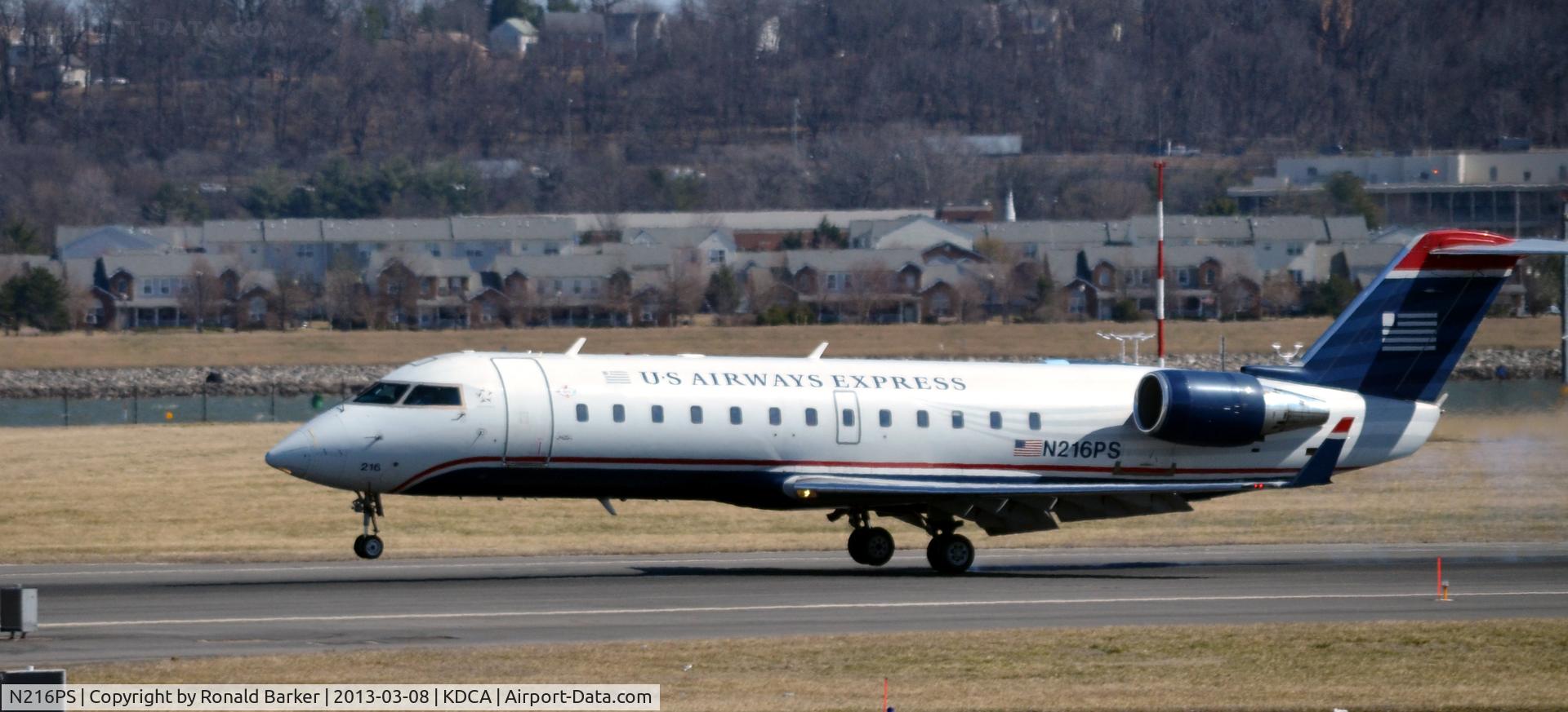 N216PS, 2003 Bombardier CRJ-200ER (CL-600-2B19) C/N 7882, Landing touchdown DCA