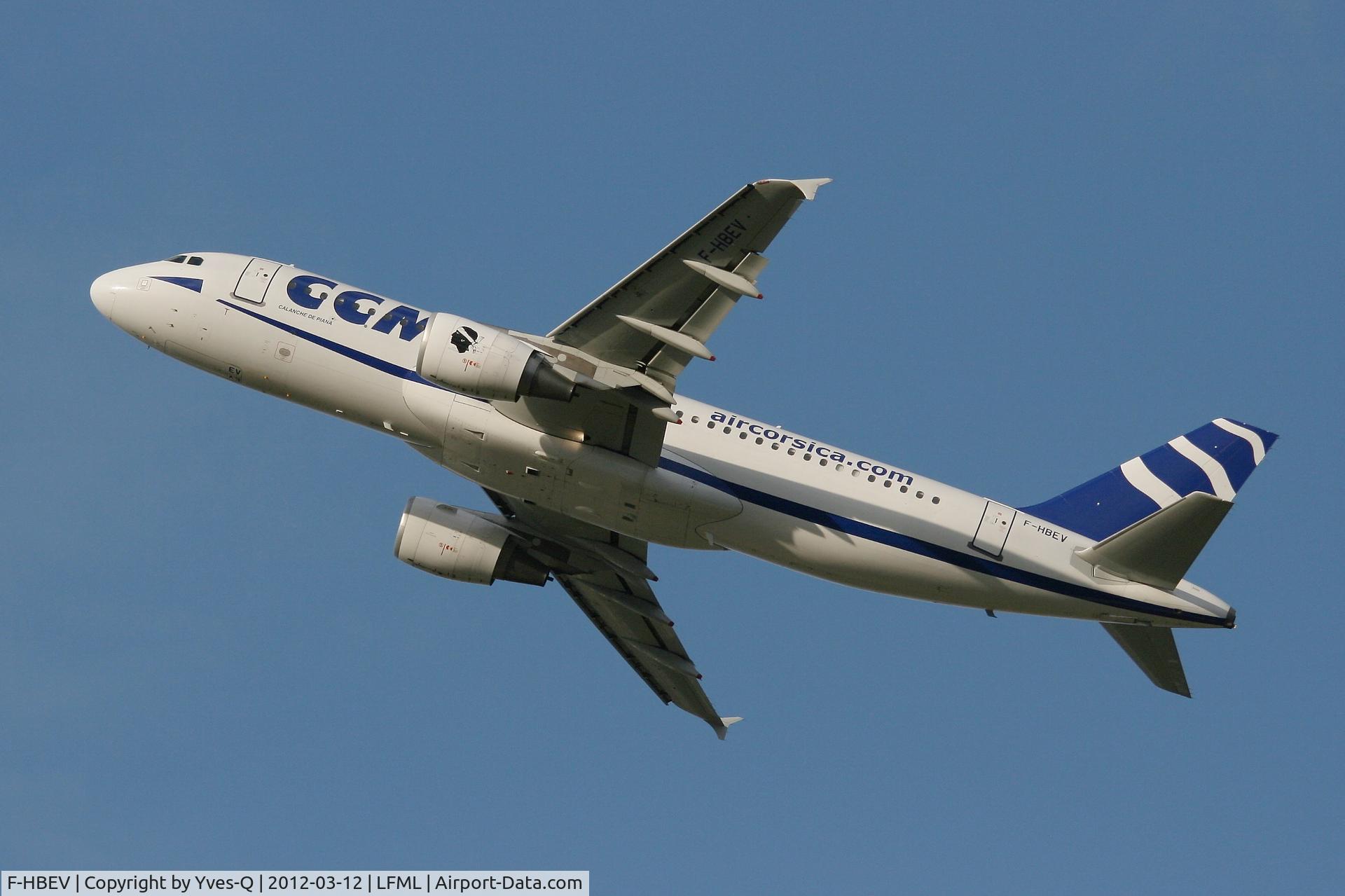 F-HBEV, 2009 Airbus A320-214 C/N 3952, Airbus A320-216, Air Corsica, Take off rwy 13L, Marseille-Marignane Airport (LFML-MRS)