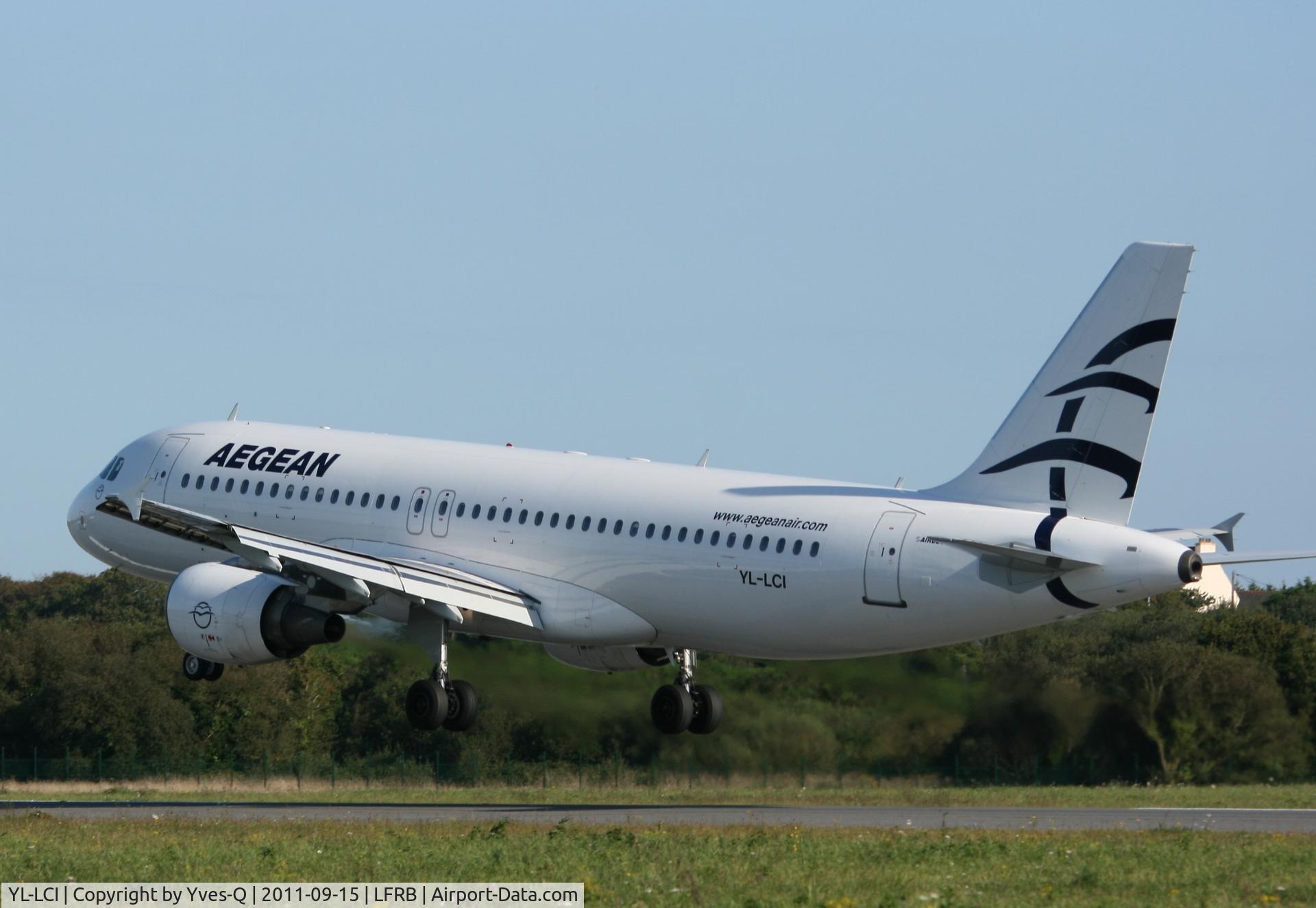 YL-LCI, 1997 Airbus A320-214 C/N 0724, Airbus A320-214, Aegean Airlines, On final rwy 07R, Brest-Bretagne Airport (LFRB-BES)