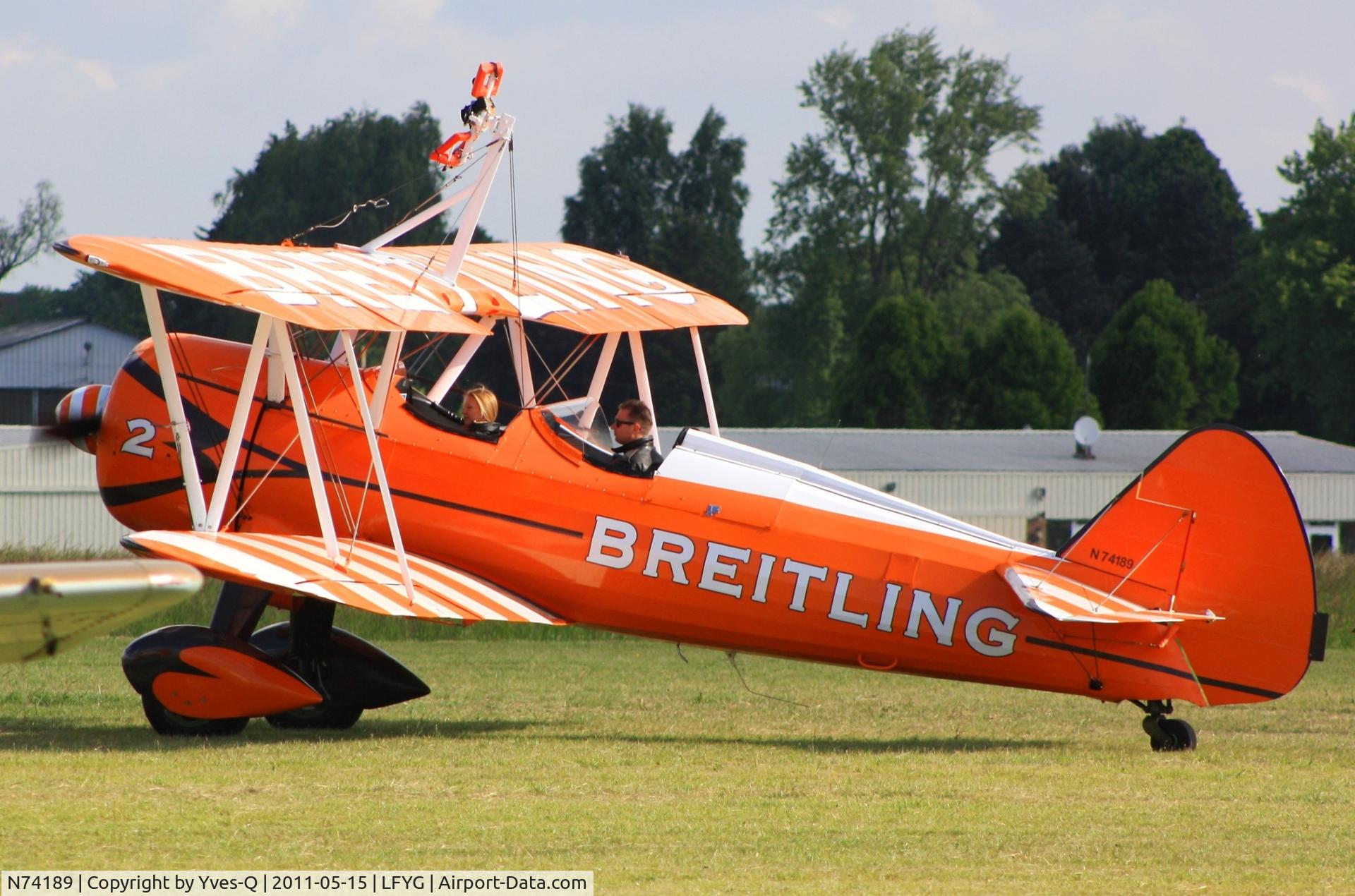 N74189, 1941 Boeing PT-17/R985 Kaydet (A75N1) C/N 75-717, Boing Stearman PT-17, Cambrai-Niergnies Airfield (LFYG)