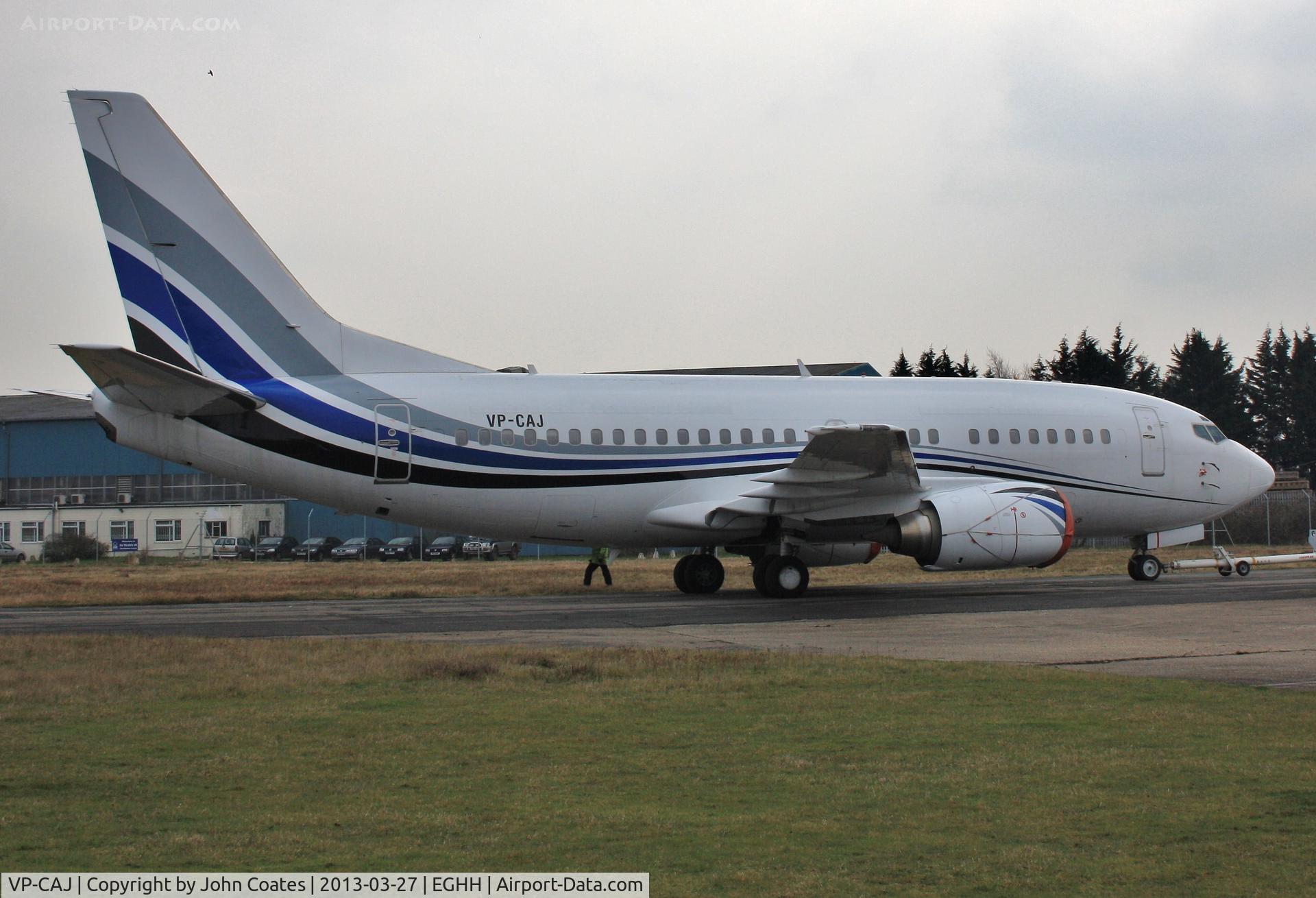 VP-CAJ, 1992 Boeing 737-505 C/N 24648, European Skybus LLC's 737 being pushed back