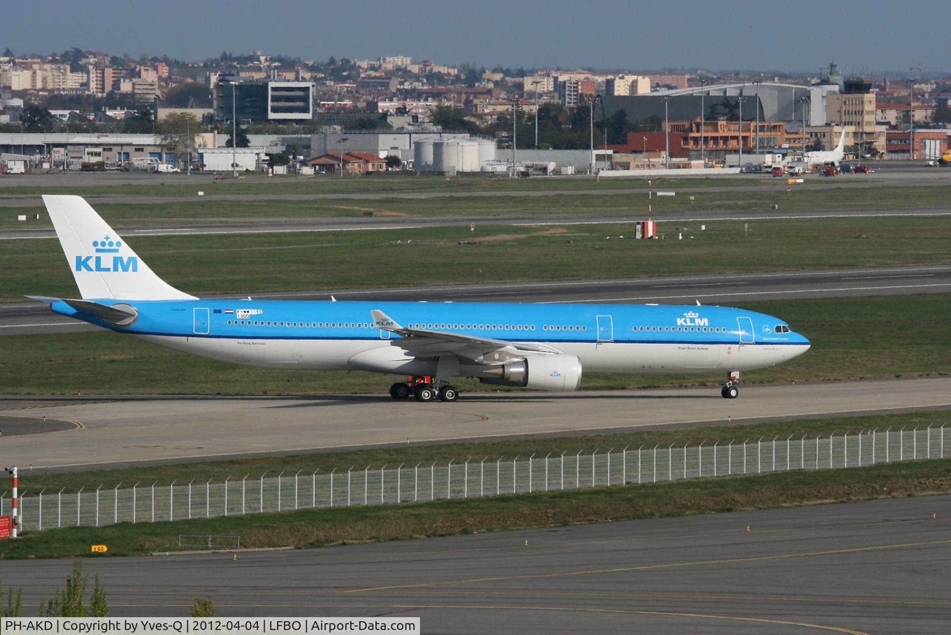 PH-AKD, 2012 Airbus A330-303 C/N 1300, Airbus A330, adorned with KLM livery and still bearing a test registration F-WWYC, after a test flight, Toulouse Blagnac Airport (LFBO-TLS)
