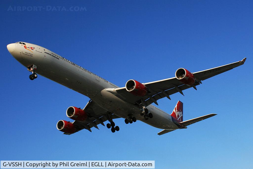 G-VSSH, 2004 Airbus A340-642 C/N 615, Taken at EGLL.