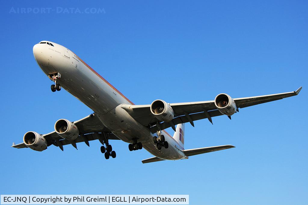 EC-JNQ, 2005 Airbus A340-642 C/N 727, Taken at EGLL.
