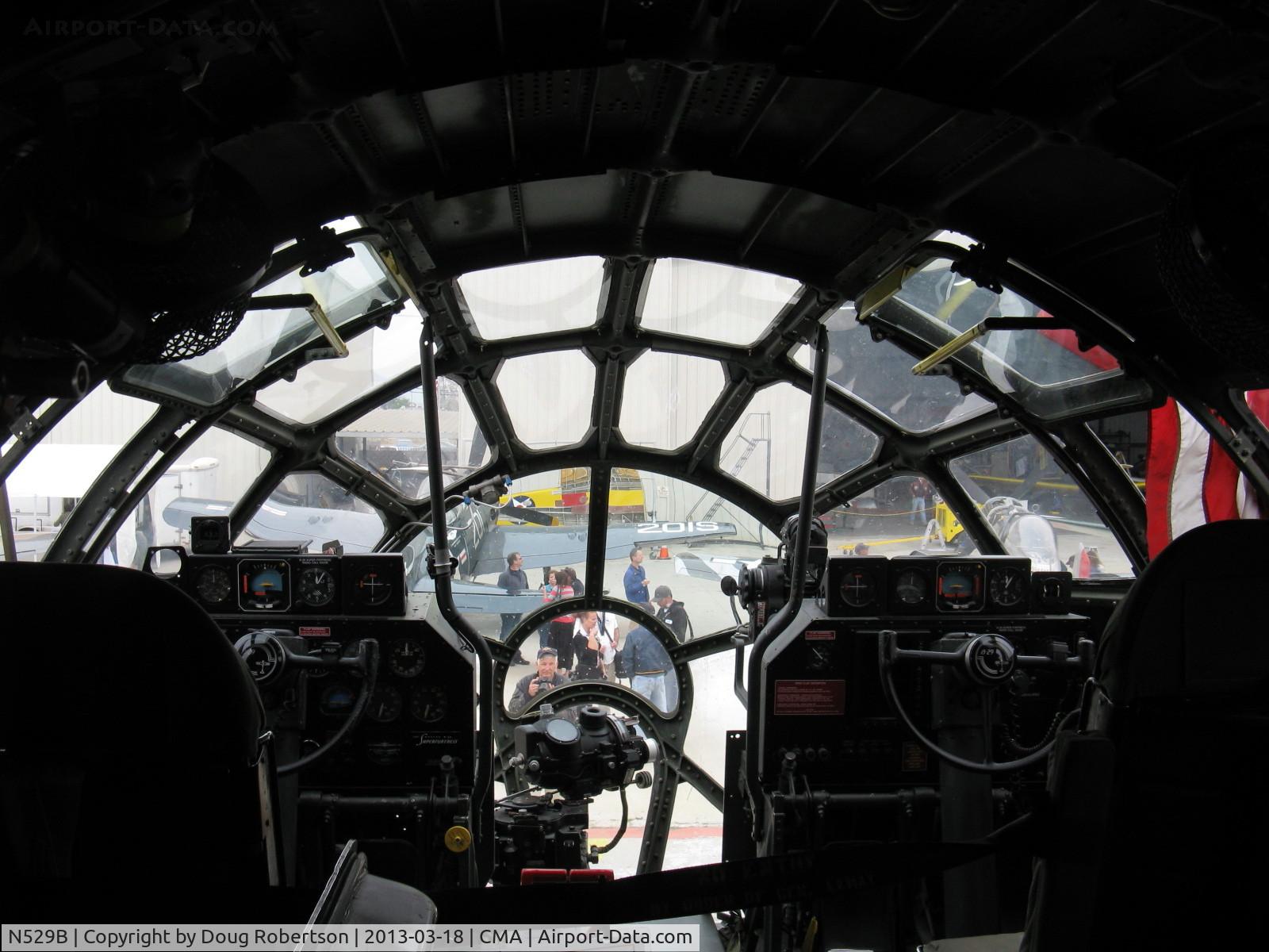 N529B, 1944 Boeing B-29A-60-BN Superfortress C/N 11547, 1944 Boeing B-29 SUPERFORTRESS 'FIFI', four Wright R3350-42 Cyclone 18 turbocharged engines 2,200 Hp each. Flight deck with Bombardier position and bomb sight forward lower center.