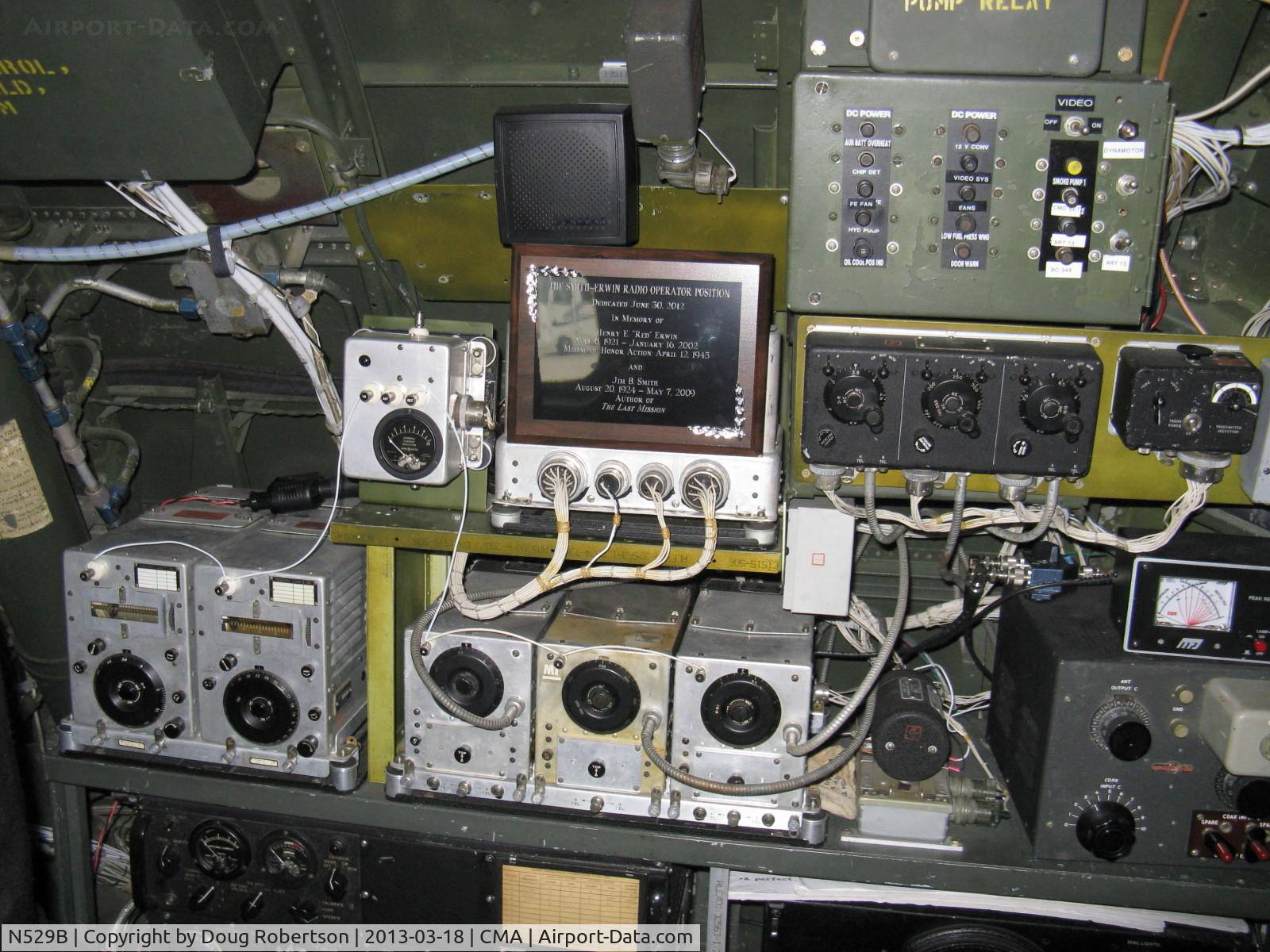 N529B, 1944 Boeing B-29A-60-BN Superfortress C/N 11547, 1944 Boeing B-29 SUPERFORTRESS 'FIFI', four Wright R3350-42 Cyclone 18 turbocharged engines, Radio Operator position. The MFJ antenna tuner on far right not original equipment.