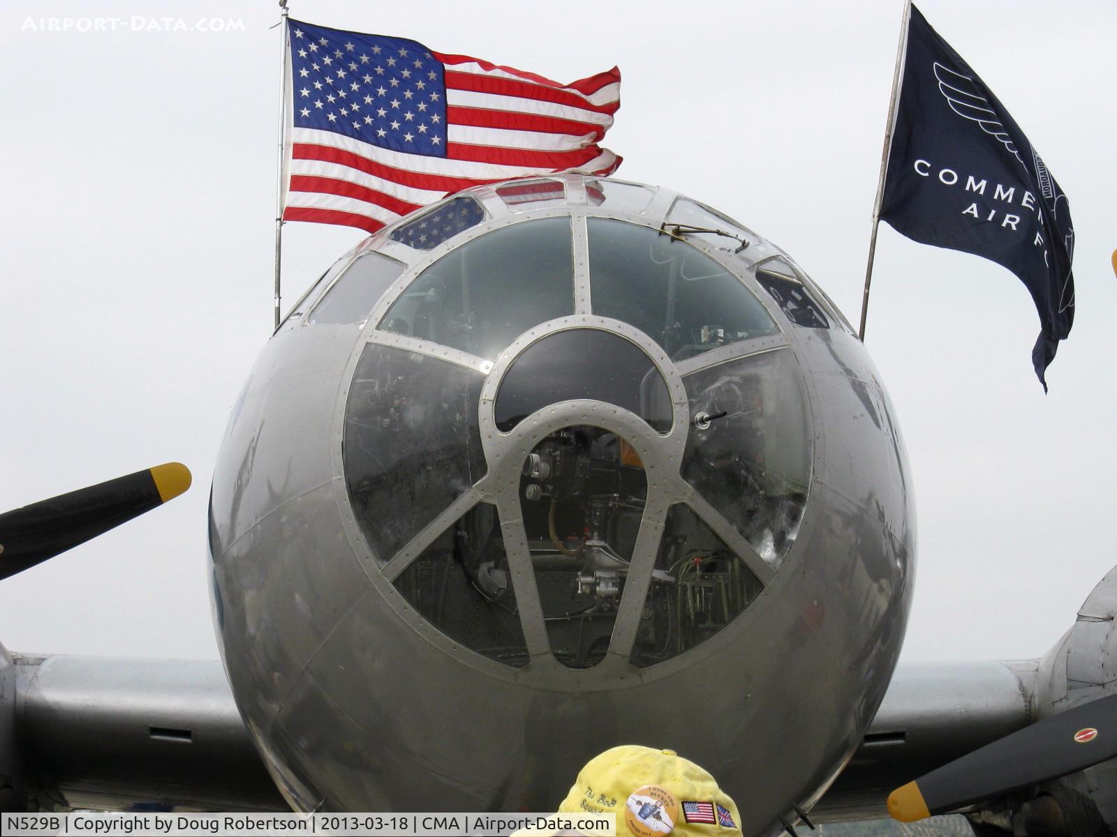 N529B, 1944 Boeing B-29A-60-BN Superfortress C/N 11547, 1944 Boeing B-29 SUPERFORTRESS 'FIFI', four Wright R3350-42 Cyclone 18 turbocharged engines 2,200 Hp each, bombardier's nose position in the 'greenhouse'