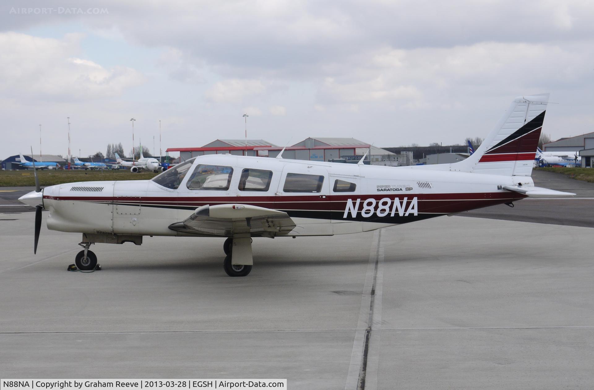 N88NA, 1984 Piper PA-32R-301T Turbo Saratoga C/N 32R-8529005, Parked at Norwich.