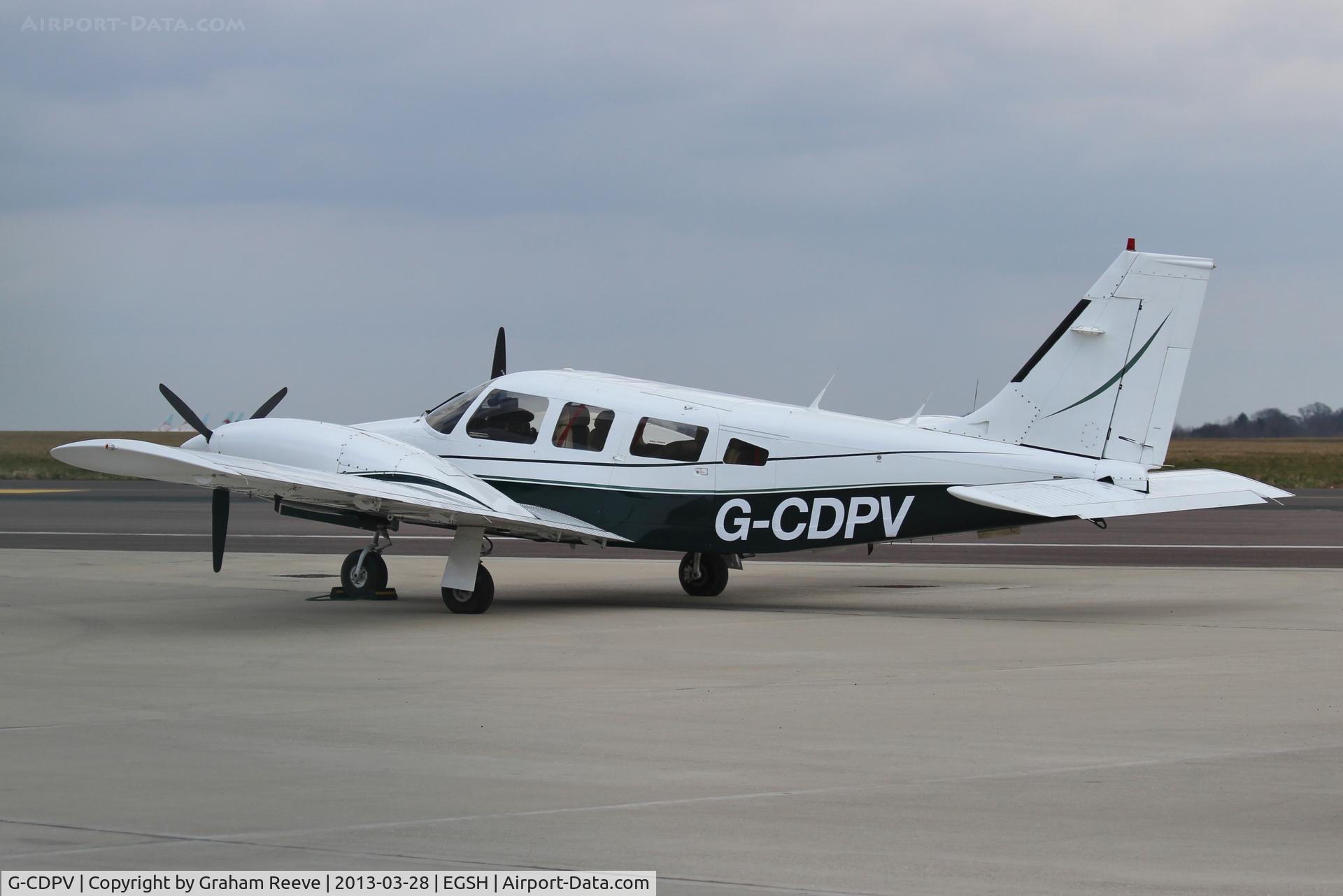 G-CDPV, 1980 Piper PA-34-200T Seneca II C/N 34-8070086, Parked at Norwich.