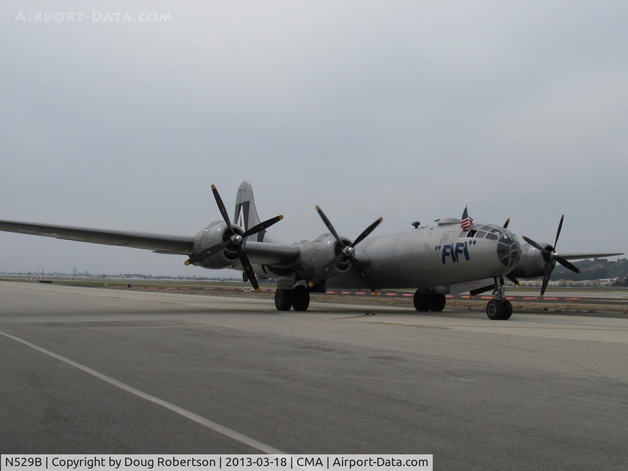 N529B, 1944 Boeing B-29A-60-BN Superfortress C/N 11547, 1944 Boeing B-29 SUPERFORTRESS 'FIFI', four Wright R3350-42 Cyclone 18 cylinder turbocharged radial engines 2,200 Hp each, taxi on #2 and #3 engines.