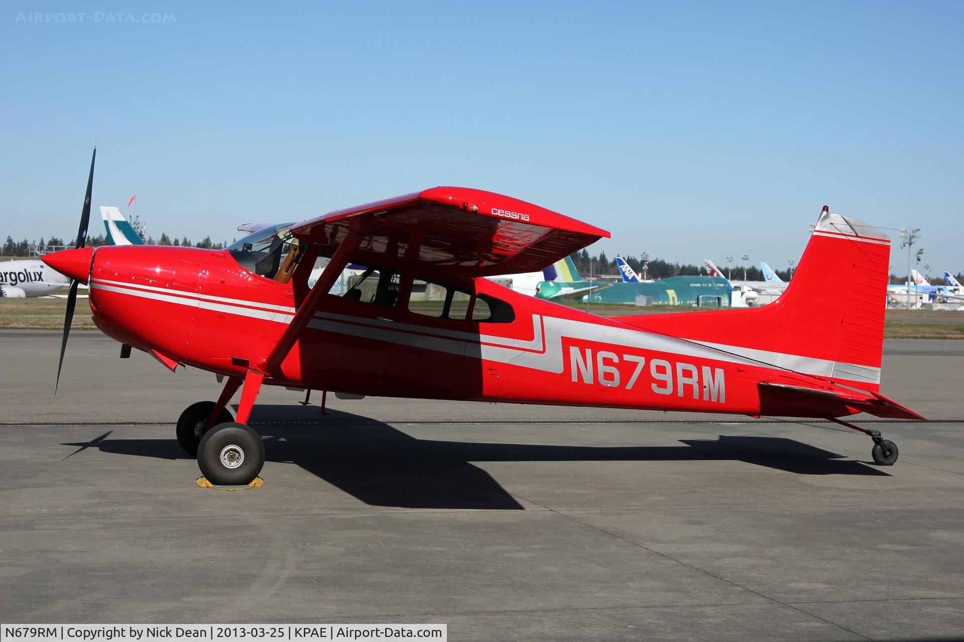 N679RM, 1977 Cessna 180K Skywagon C/N 18052820, KPAE/PAE Gas and go departed NW to AK I presume.