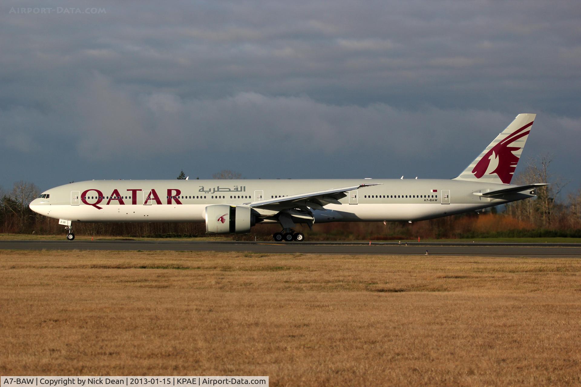 A7-BAW, 2012 Boeing 777-3DZ/ER C/N 41741, KPAE/PAE