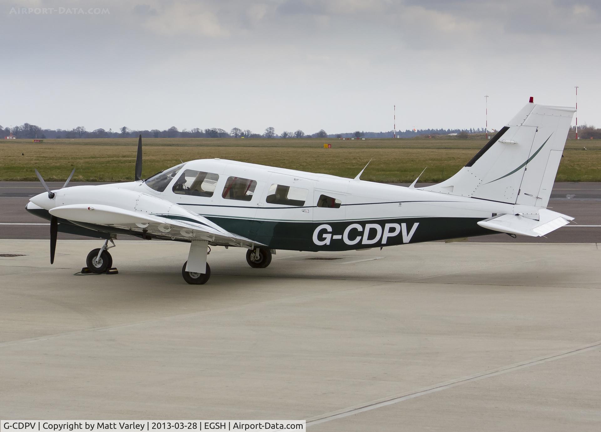 G-CDPV, 1980 Piper PA-34-200T Seneca II C/N 34-8070086, Sat on stand at SaxonAir.