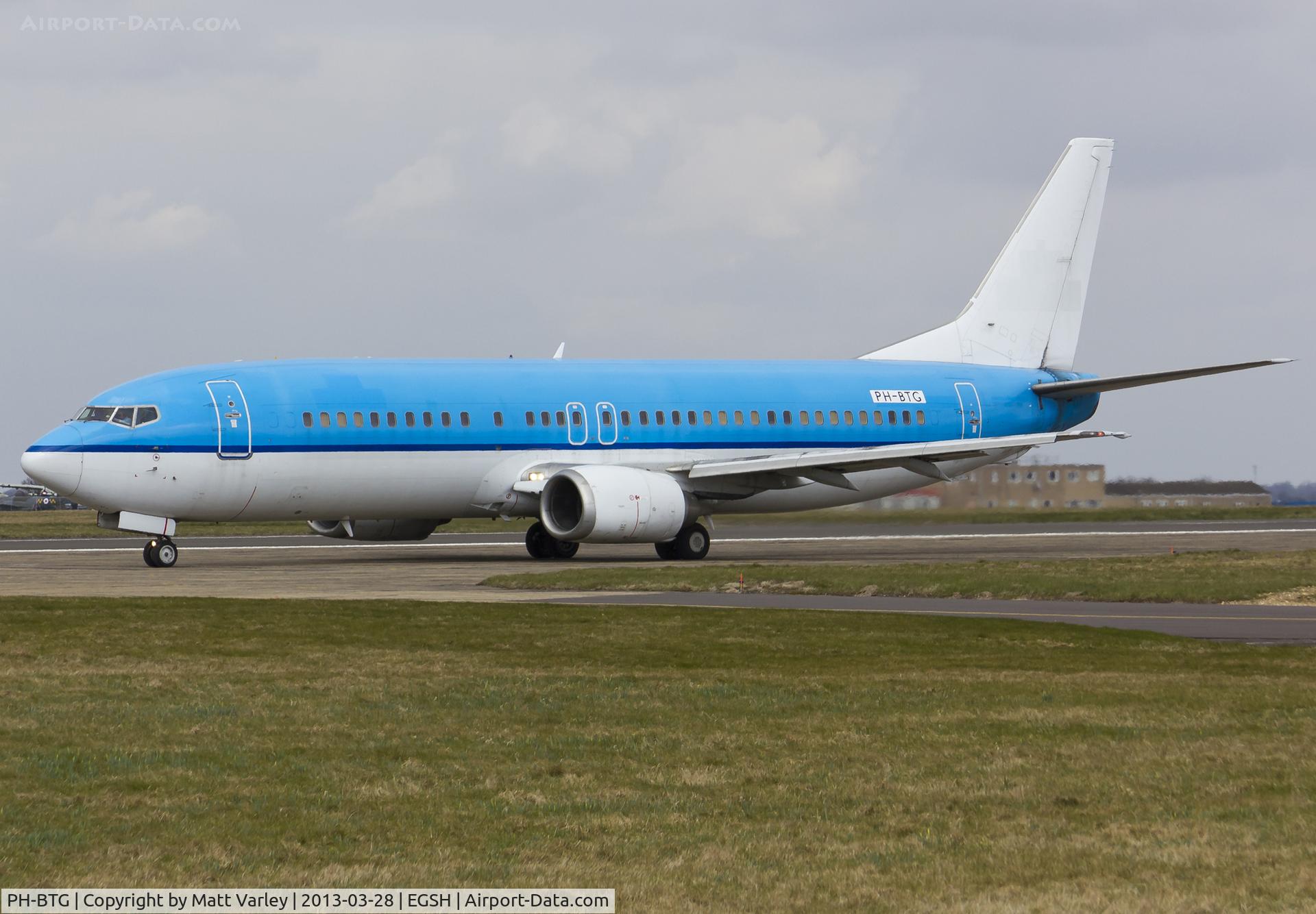 PH-BTG, 1994 Boeing 737-406 C/N 27233, Departing EGSH on route to Canada.