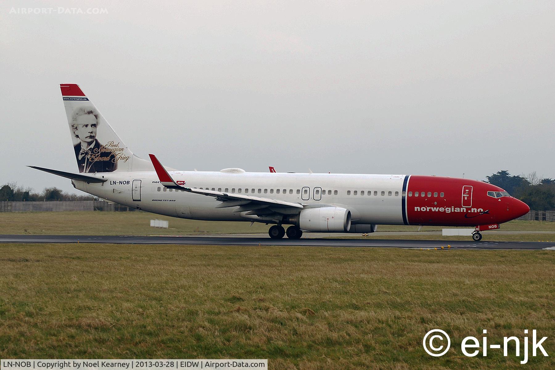 LN-NOB, 2008 Boeing 737-8FZ C/N 34954, Awaiting departure off Rwy 10 at Dublin.