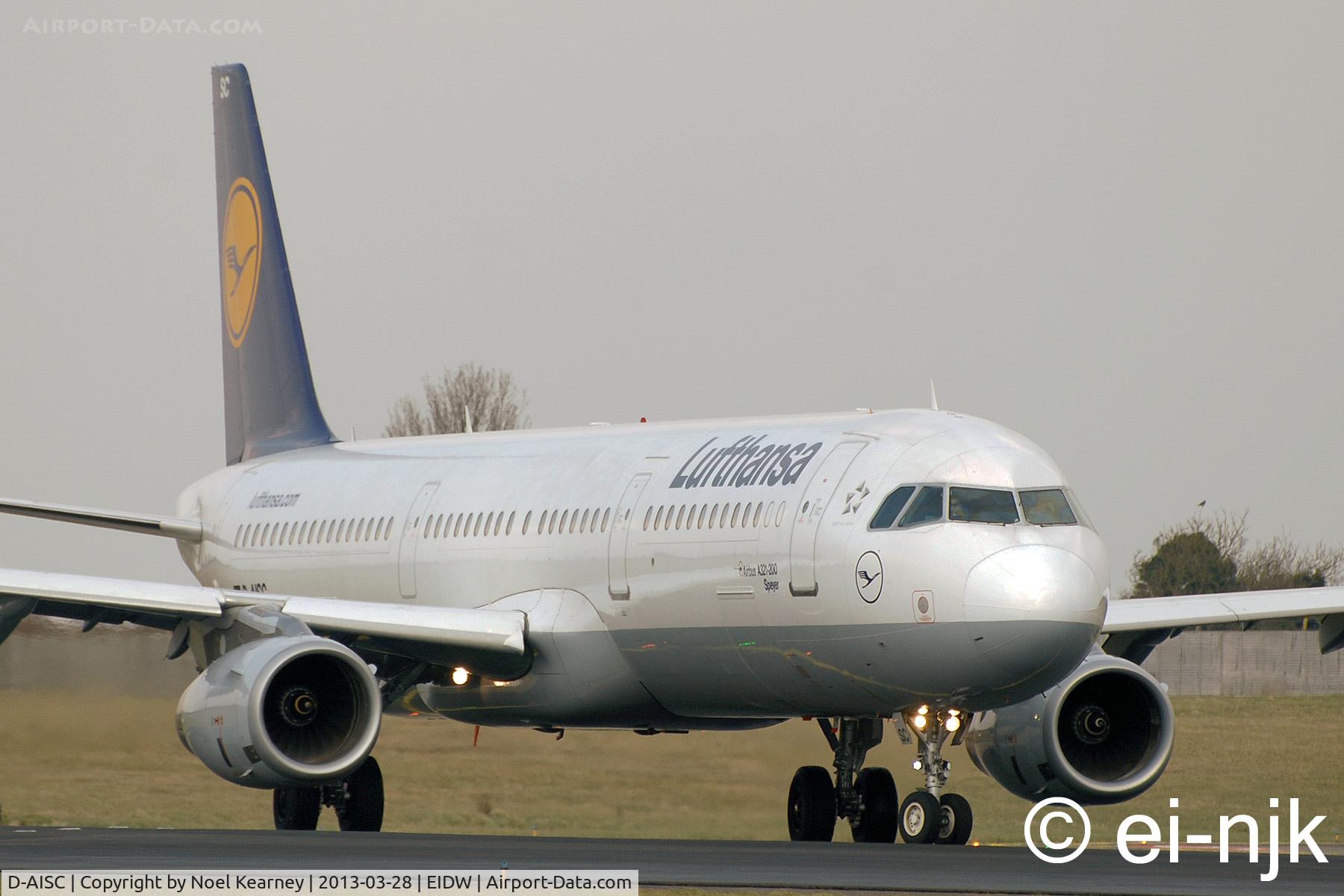 D-AISC, 1999 Airbus A321-231 C/N 1161, Awaiting departure off Rwy 10 at Dublin.