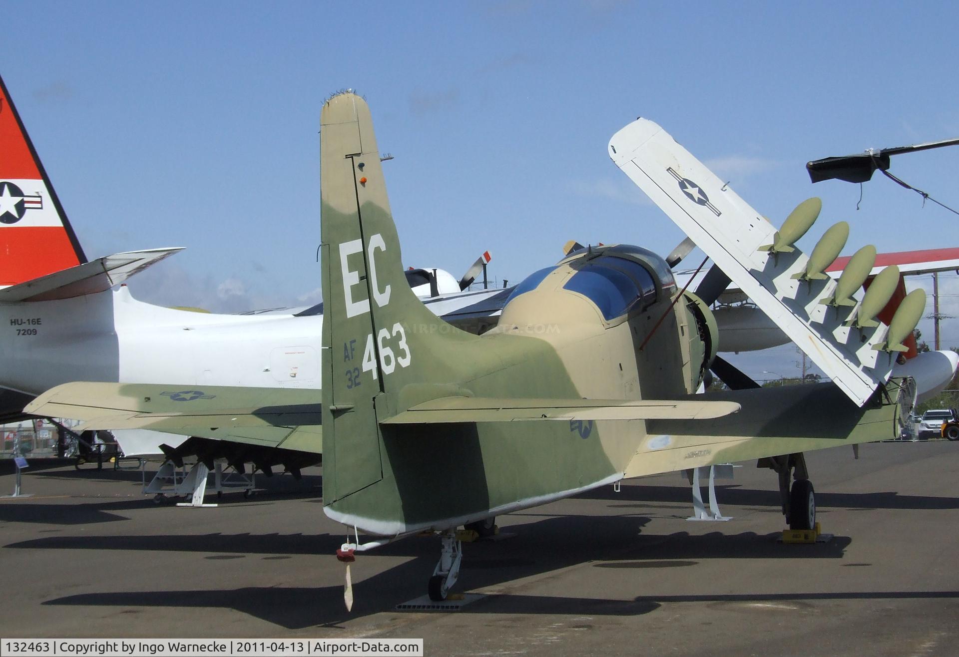 132463, Douglas A-1E Skyraider C/N 9480, Douglas AD-5 (A-1E) Skyraider at the Aerospace Museum of California, Sacramento CA