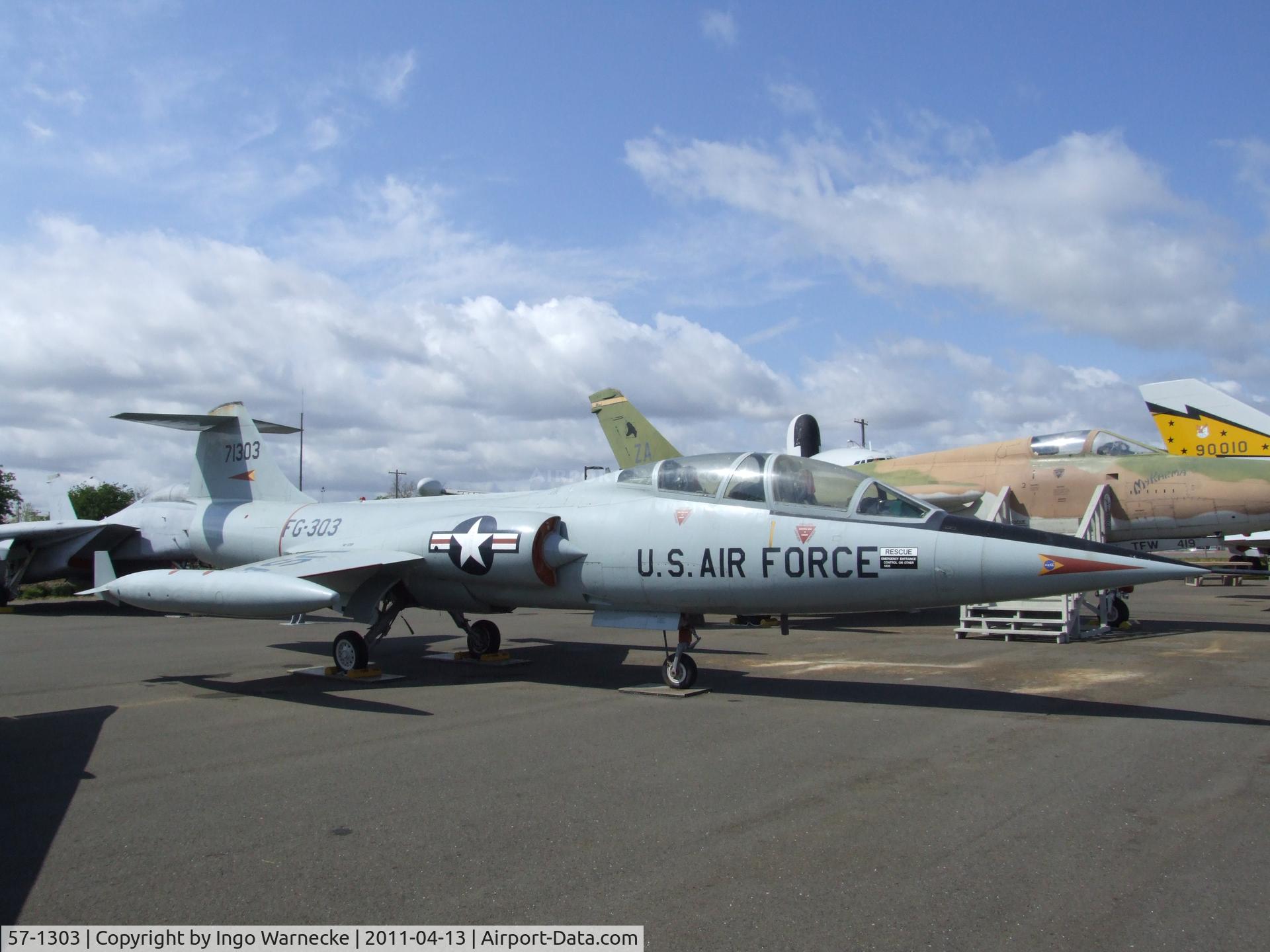 57-1303, 1957 Lockheed F-104B Starfighter C/N 283-5015, Lockheed F-104B Starfighter at the Aerospace Museum of California, Sacramento CA