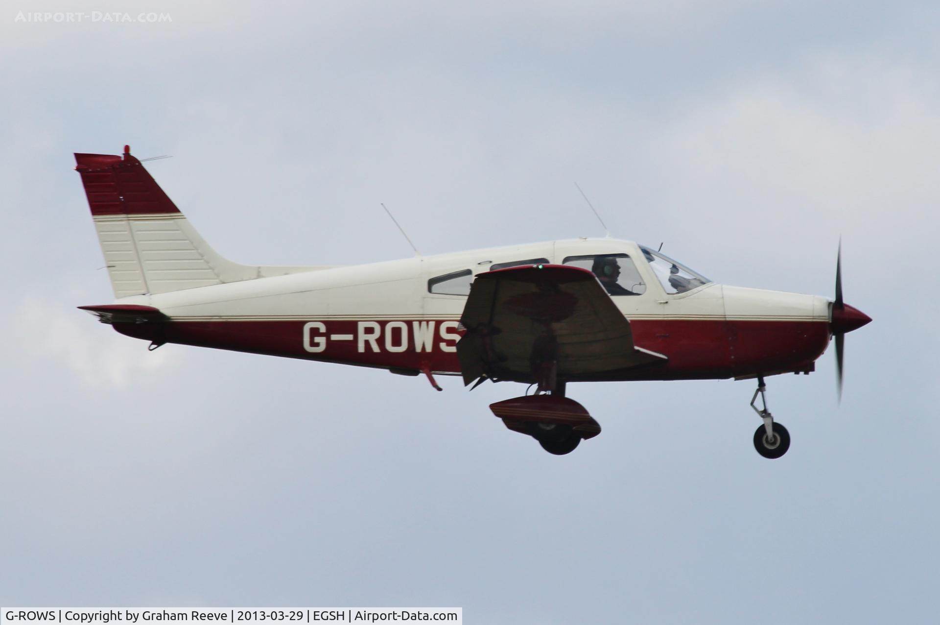 G-ROWS, 1976 Piper PA-28-151 Cherokee Warrior C/N 28-7715296, About to touch down.