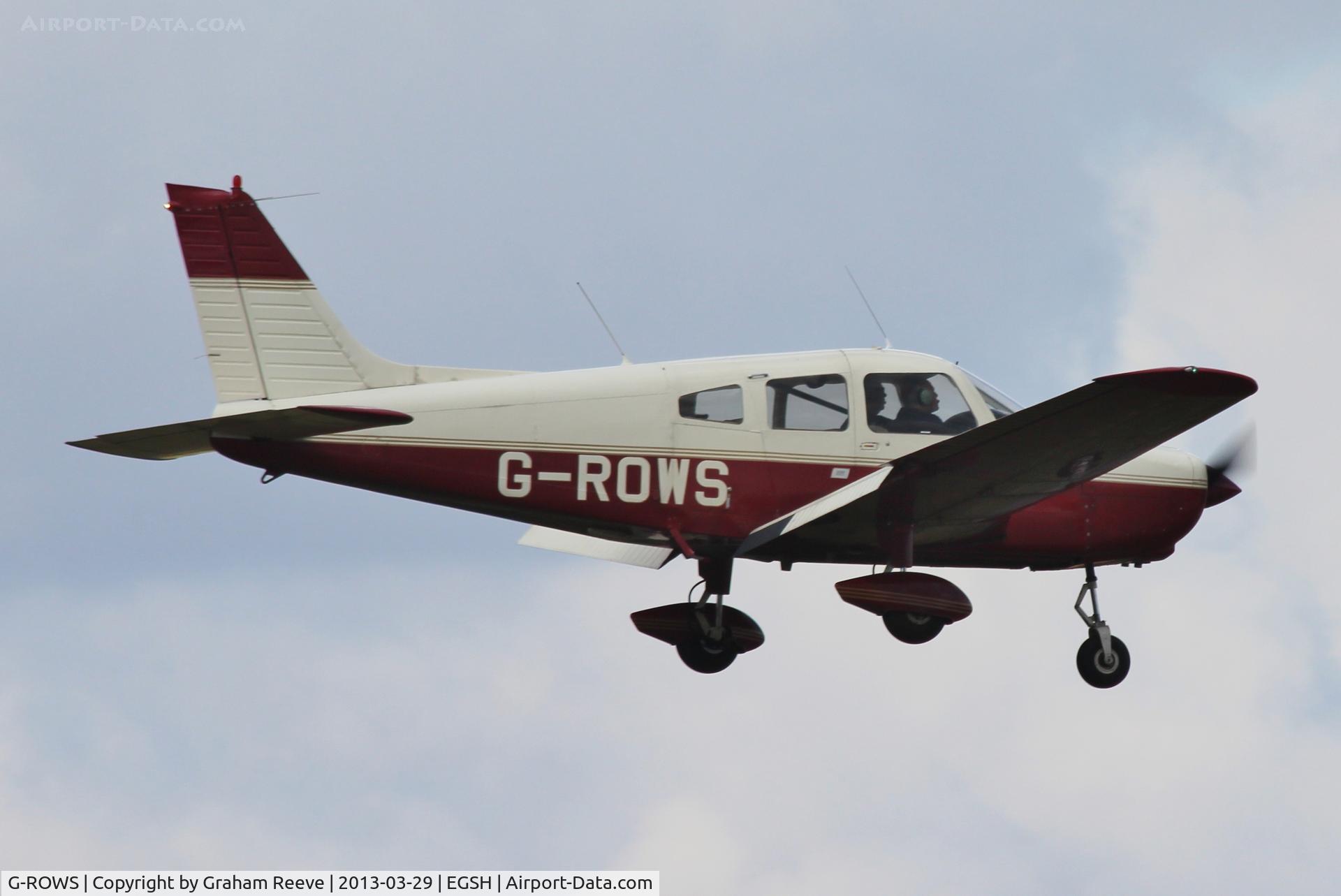 G-ROWS, 1976 Piper PA-28-151 Cherokee Warrior C/N 28-7715296, About to touch down.