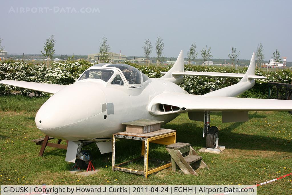 G-DUSK, 1954 De Havilland DH-115 Vampire T.11 C/N 15596, Being restored at the Bournemouth Aviation Museum.