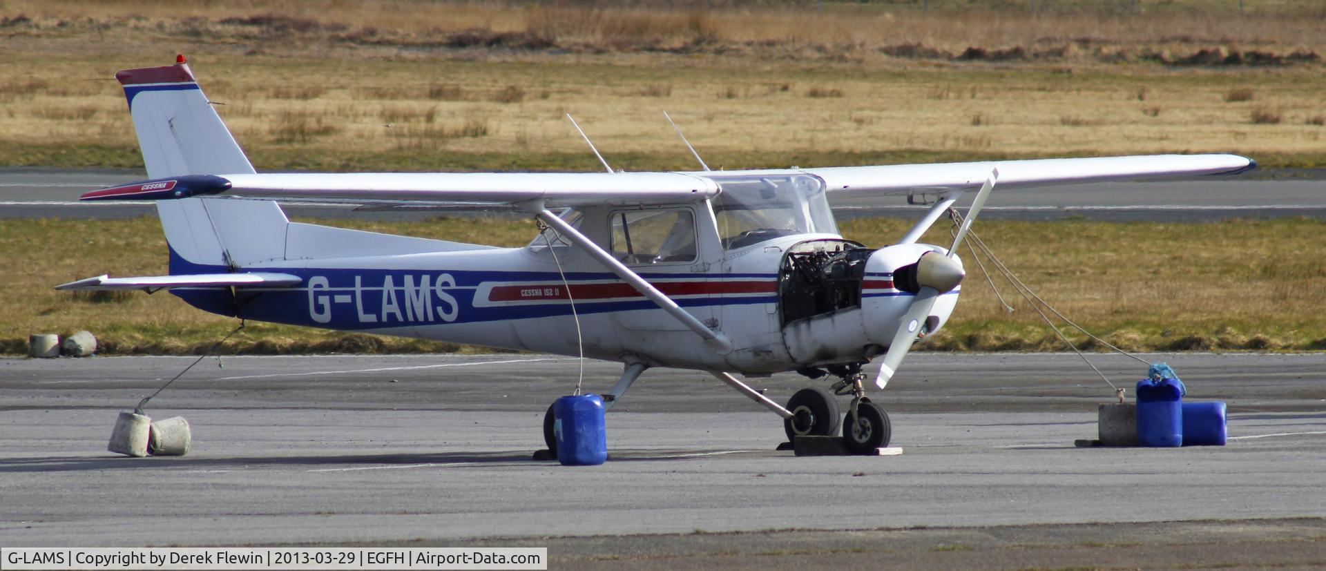 G-LAMS, 1978 Reims Cessna F152 C/N 1431, Cambrian Flying Clubs Reims, engine cover off due to flat battery.