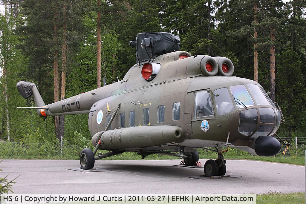 HS-6, 1979 Mil Mi-8P Hip C/N 13306, Ex Finnish Air Force. On display outside the Finnish Aviation Museum (Suomen Ilmailumuseo).