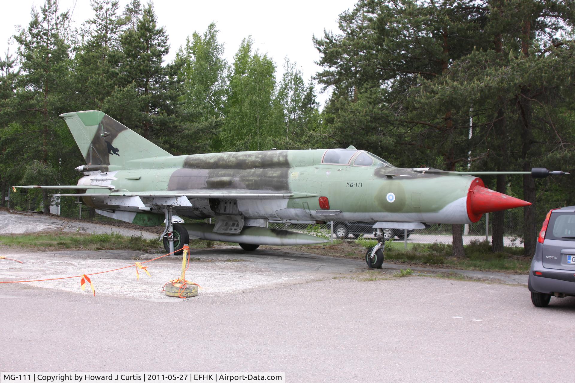 MG-111, Mikoyan-Gurevich MiG-21Bis C/N 75064540, Ex Finnish Air Force. On display outside the Finnish Aviation Museum (Suomen Ilmailumuseo).