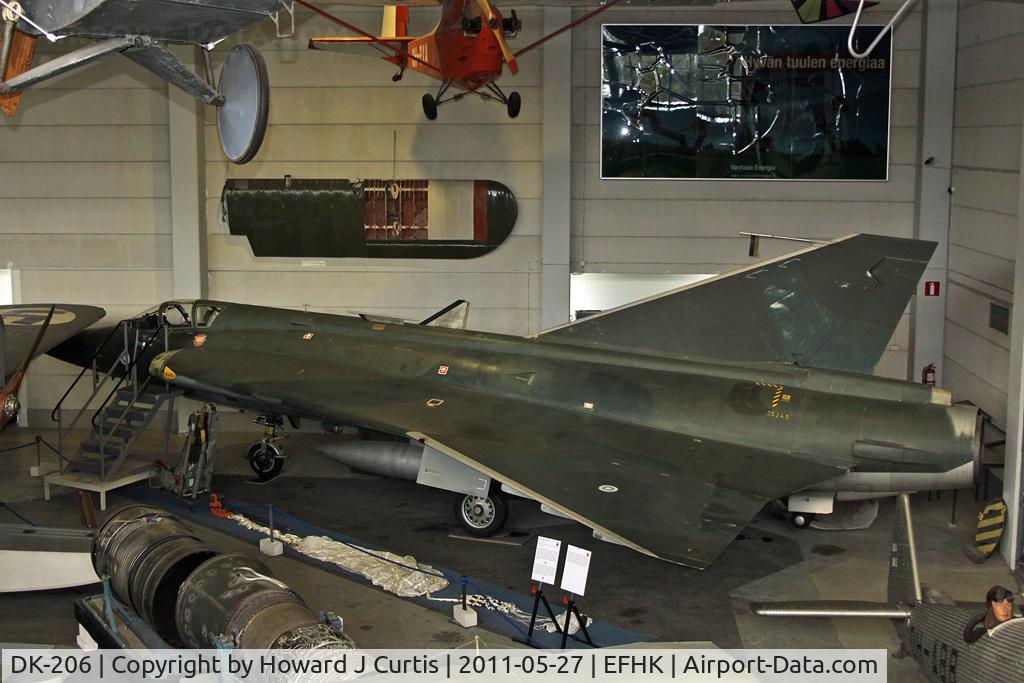DK-206, Saab J-35BS Draken C/N 35-245, Ex Finnish Air Force. On display at the Finnish Aviation Museum (Suomen Ilmailumuseo).