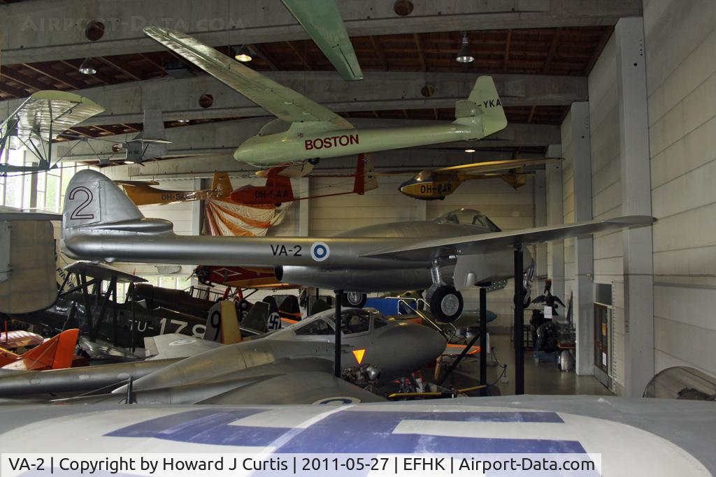 VA-2, 1953 De Havilland DH-100 Vampire FB.52 C/N V0692, Ex Finnish Air Force. On display at the Finnish Aviation Museum (Suomen Ilmailumuseo).