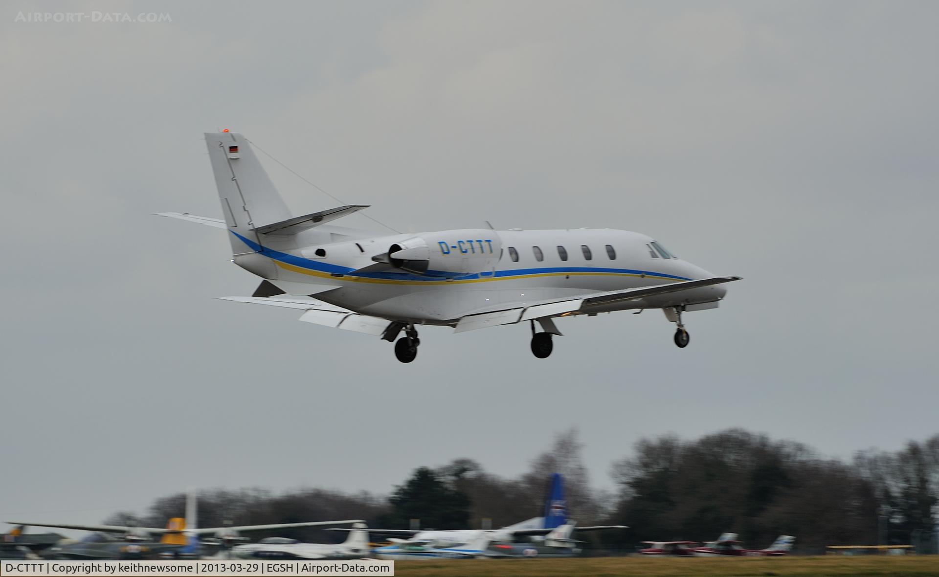 D-CTTT, 2005 Cessna 560XL Citation XLS C/N 560-5573, Landing onto 09 runway on a dismal day !