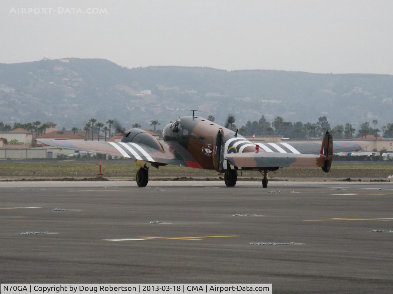 N70GA, 1946 Beech D18S C/N A-177, 1946 Beech D18S 'Bucket of Bolts', two P&W R-985 Wasp Jr. 450 Hp each, in RAF livery. Standard class. Taxi