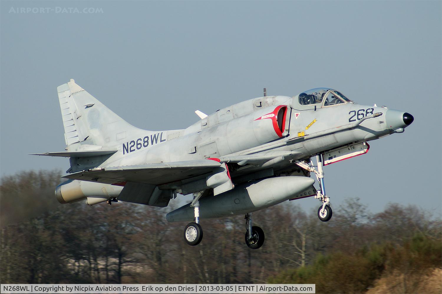 N268WL, Douglas A-4N Skyhawk C/N 14450, In beautiful morning light N268WL is recovering into Wittmund