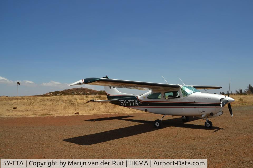 5Y-TTA, 1980 Cessna T210N Turbo Centurion C/N T21064017, This aircraft was bought from the UK and ferried from the UK to Kenya, routing Seething - Groningen - Seppe - Corfu - Rhodos - Luxor - Khartoum - Lokichoggio - Nairobi Wilson. Long range fuel tanks allow 1000 miles with reserves.